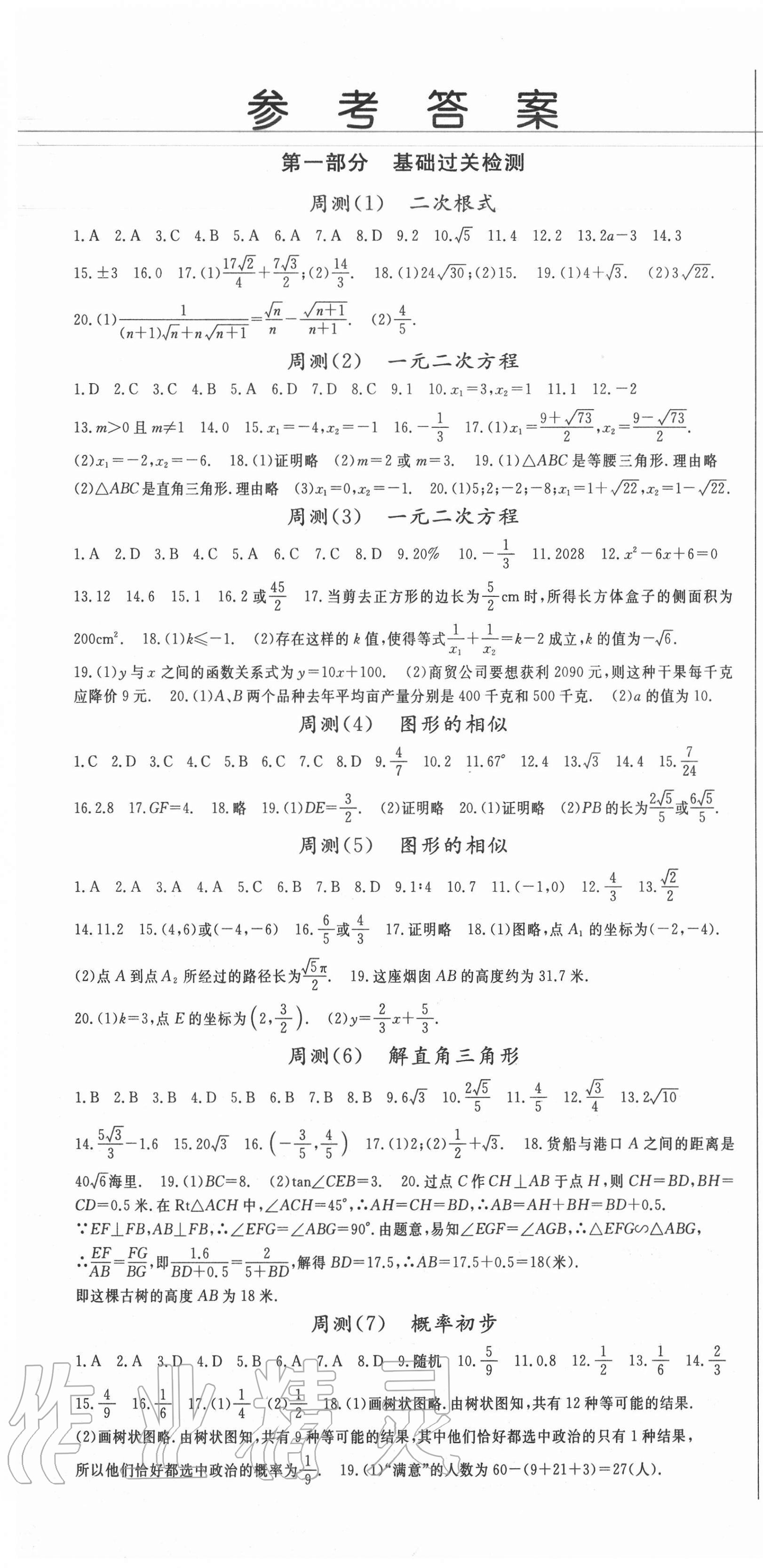 2020年權(quán)威考卷九年級數(shù)學(xué)全一冊華師大版 第1頁