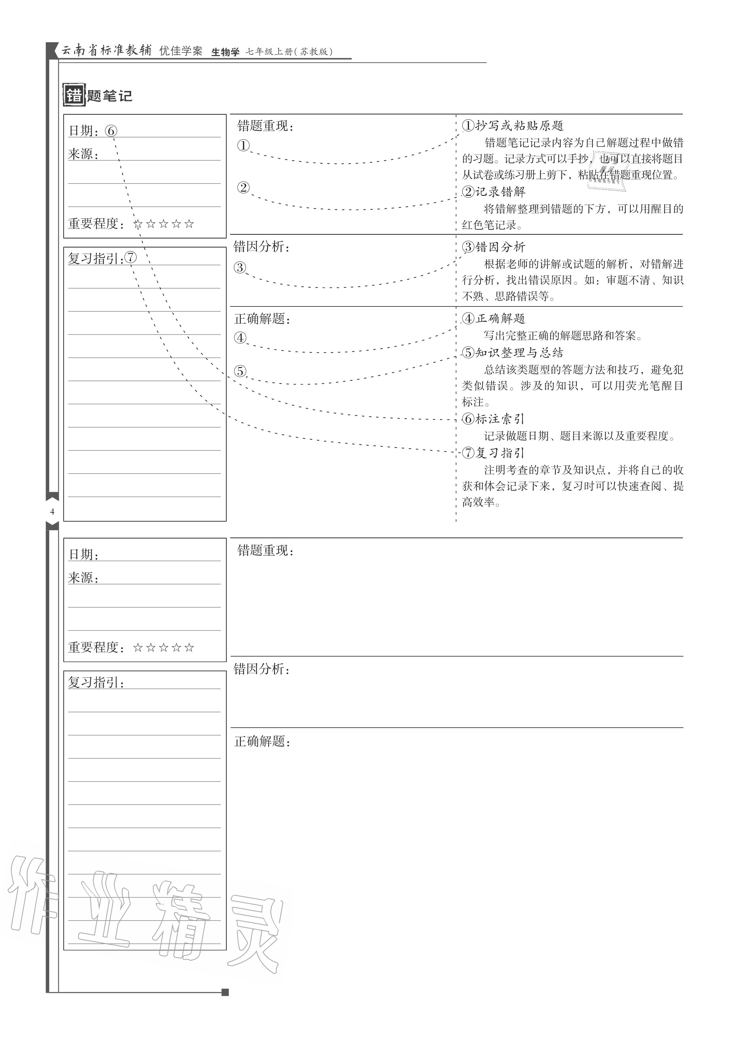 2020年云南省標準教輔優(yōu)佳學(xué)案七年級生物上冊蘇教版 參考答案第4頁