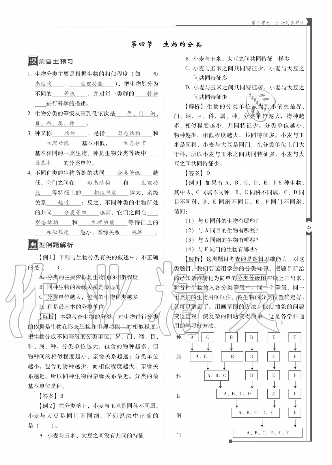 2020年云南省標(biāo)準(zhǔn)教輔優(yōu)佳學(xué)案八年級(jí)生物全一冊(cè)蘇教版 參考答案第25頁(yè)