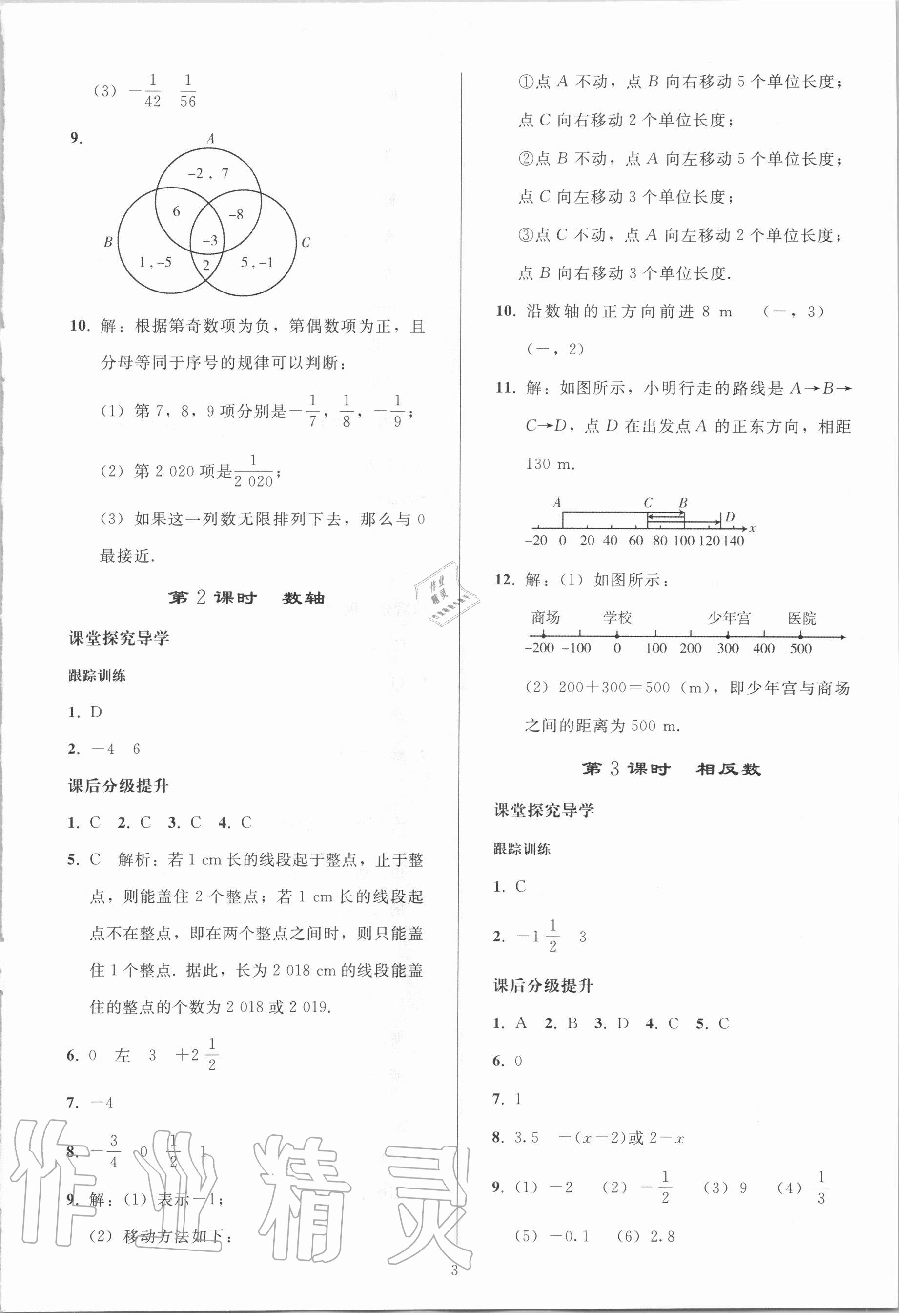 2020年初中同步練習(xí)冊七年級數(shù)學(xué)上冊人教版山東專版人民教育出版社 參考答案第2頁