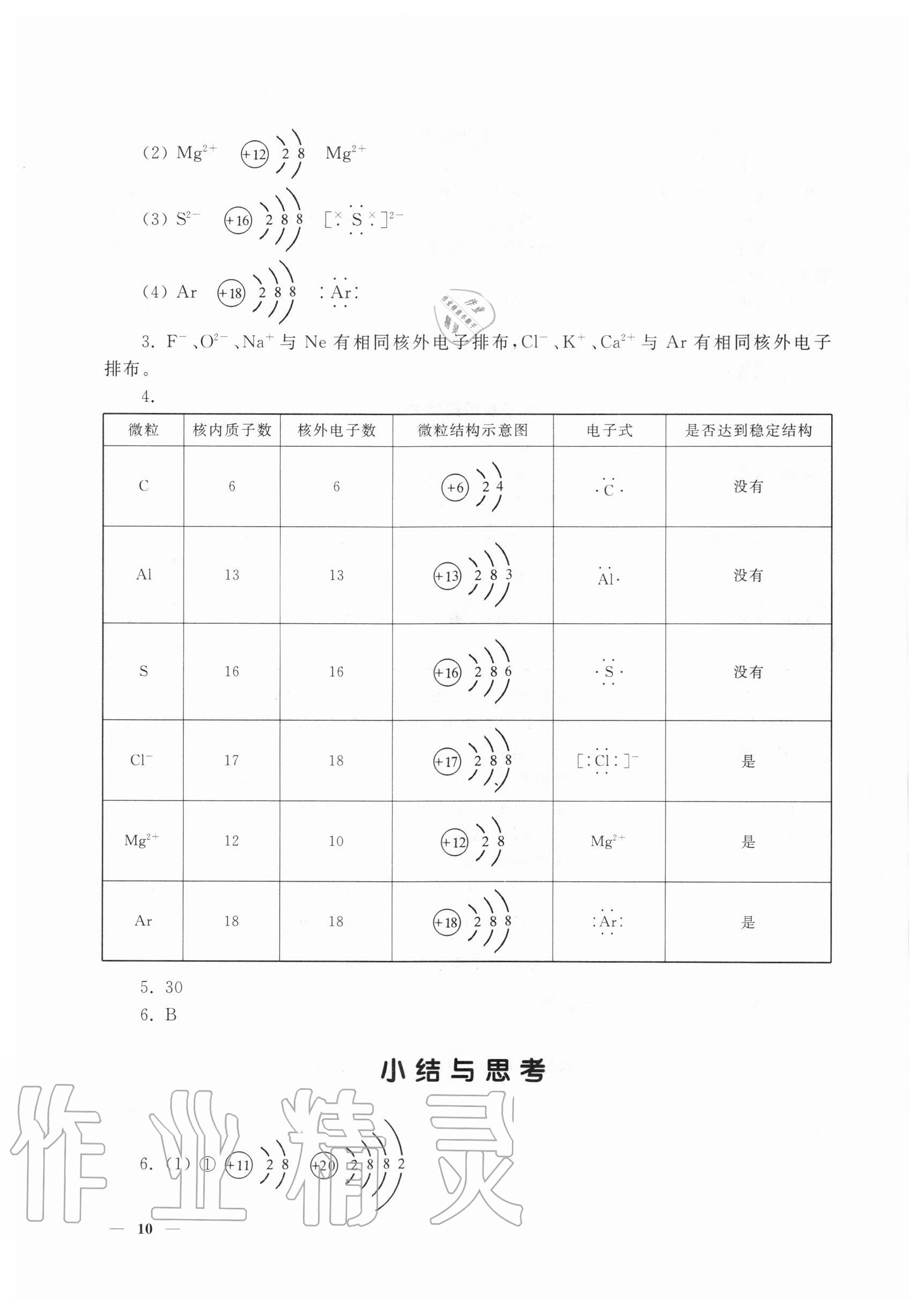 2020年教材课本化学高中一年级第一学期 参考答案第10页