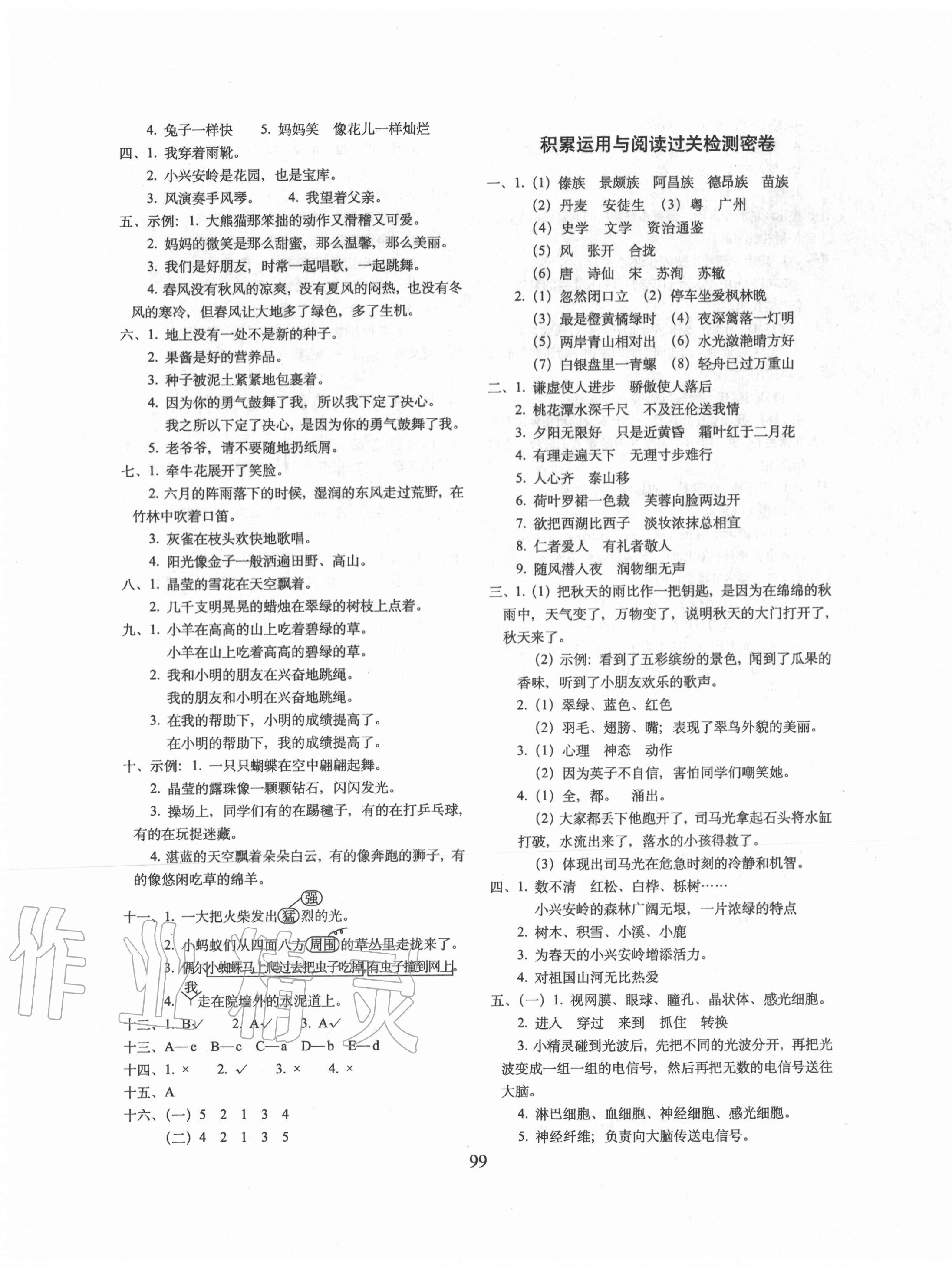 2020年期末沖刺100分完全試卷三年級(jí)語文上冊(cè)人教版廣東專版 第7頁