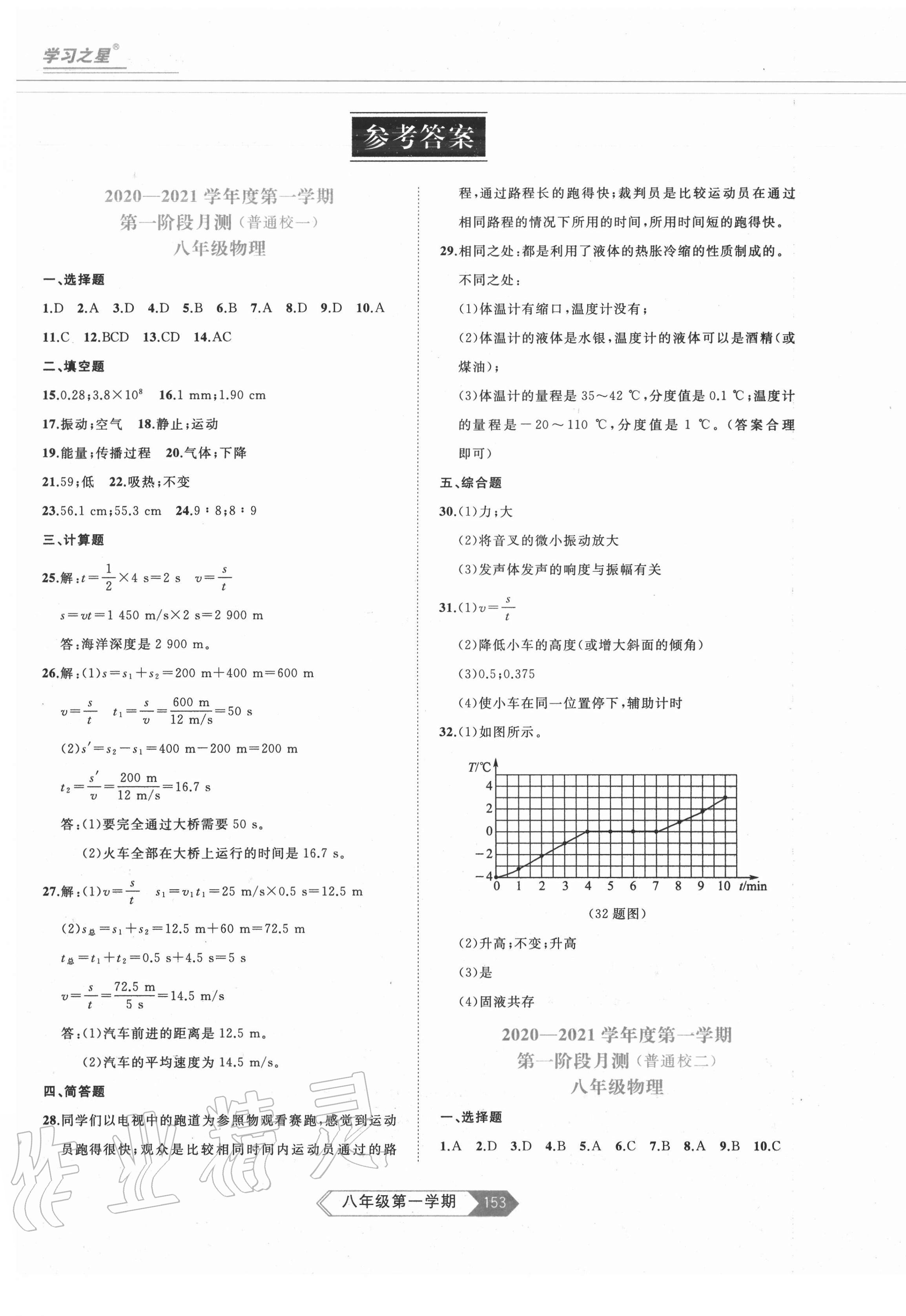 2020年名校大考卷八年級物理上冊人教版 第1頁