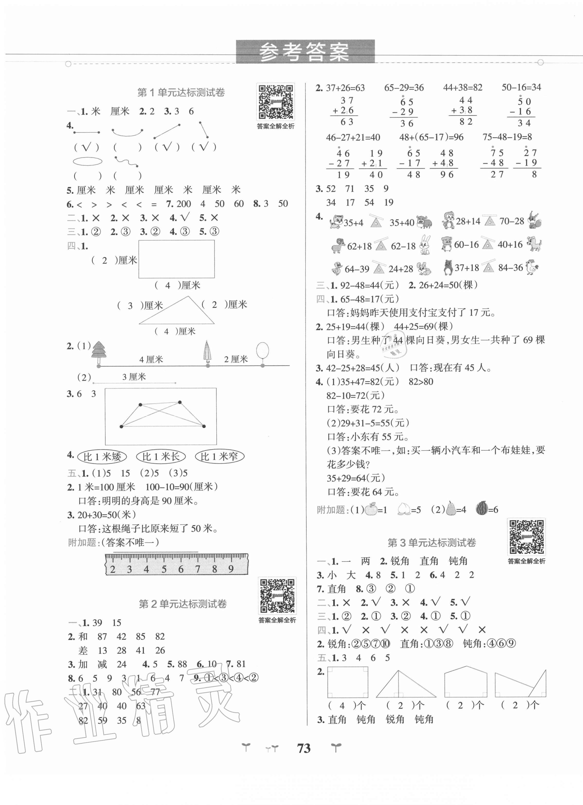 2020年小學學霸沖A卷二年級數(shù)學上冊人教版 第1頁