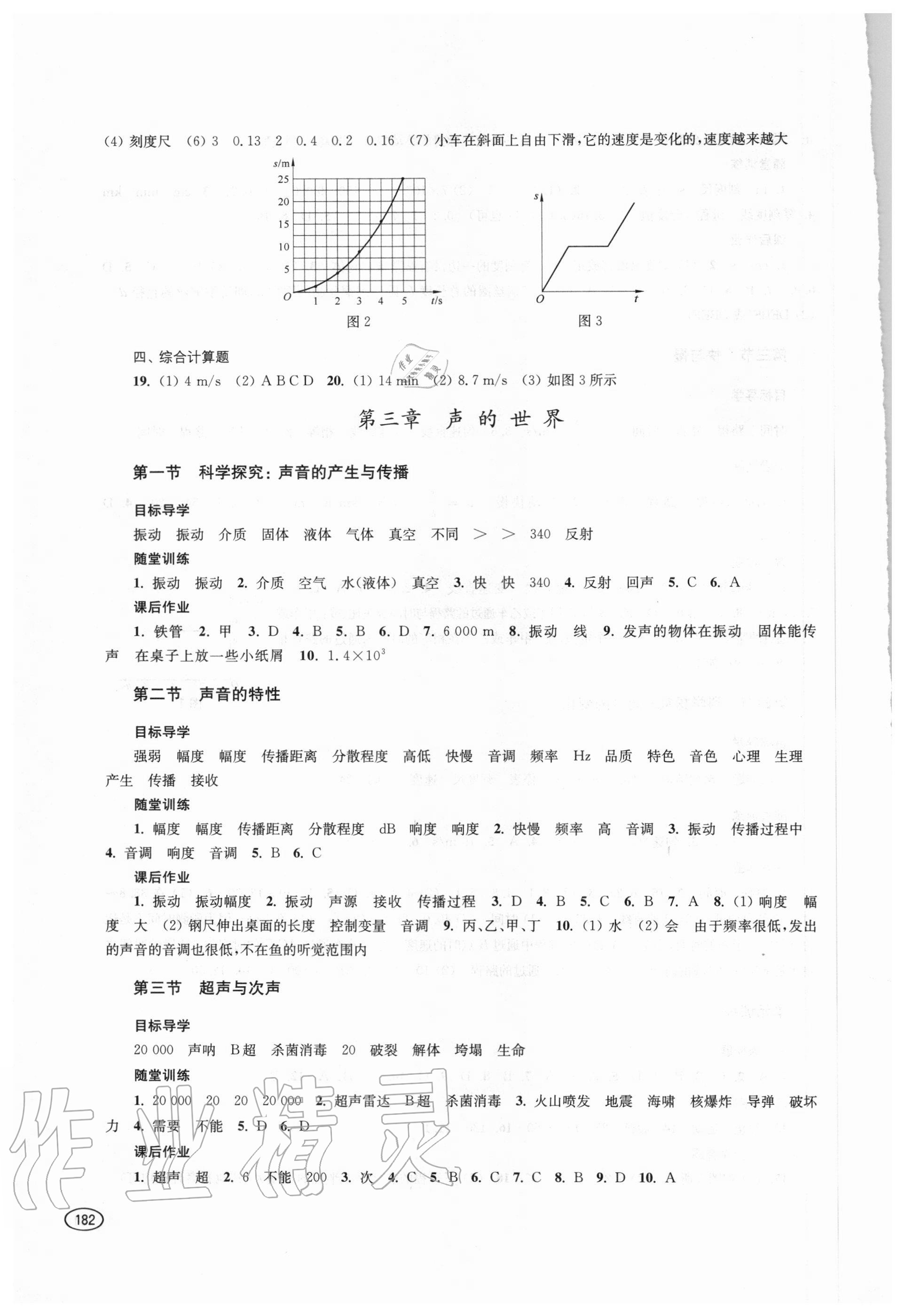 2020年初中同步練習(xí)冊(cè)八年級(jí)物理全一冊(cè)滬科版上?？茖W(xué)技術(shù)出版社 參考答案第3頁(yè)