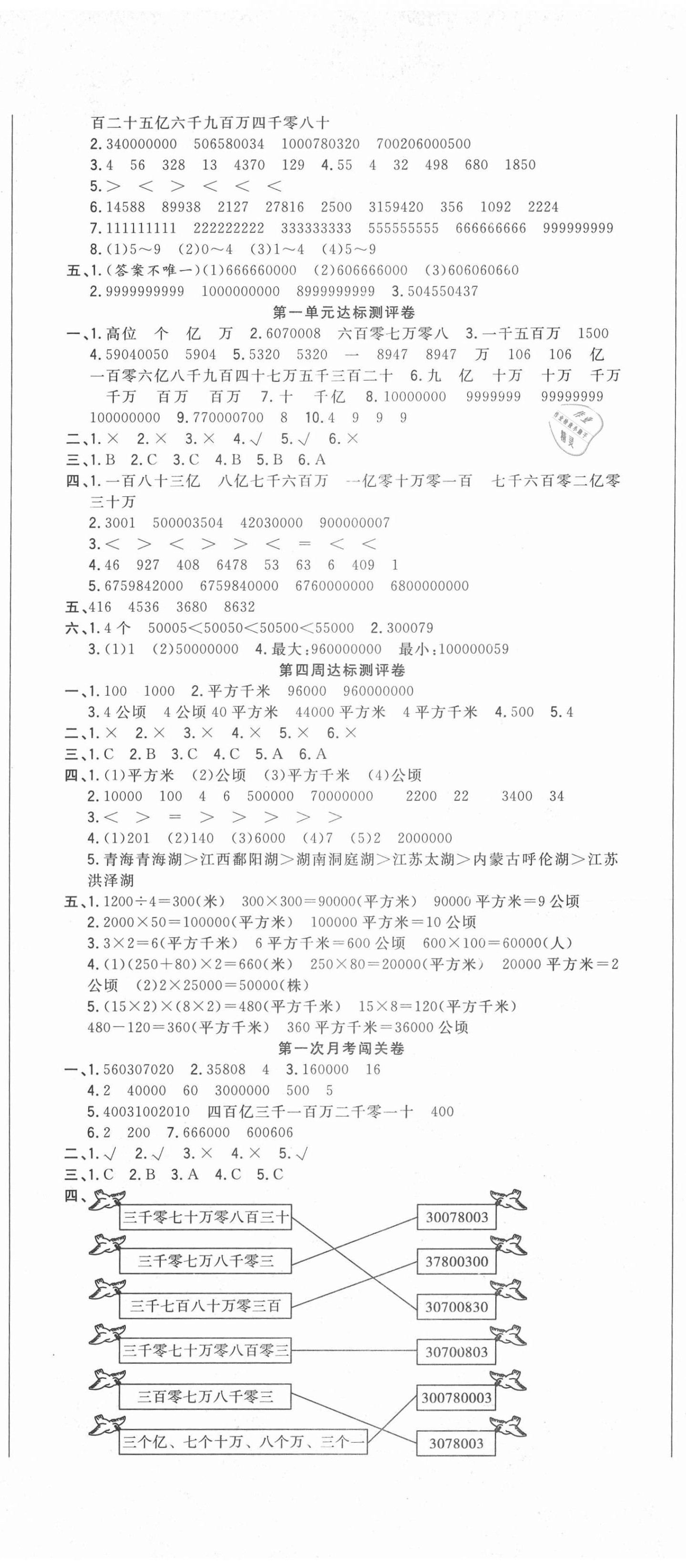 2020年狀元大考卷四年級數(shù)學(xué)上冊人教版 參考答案第2頁