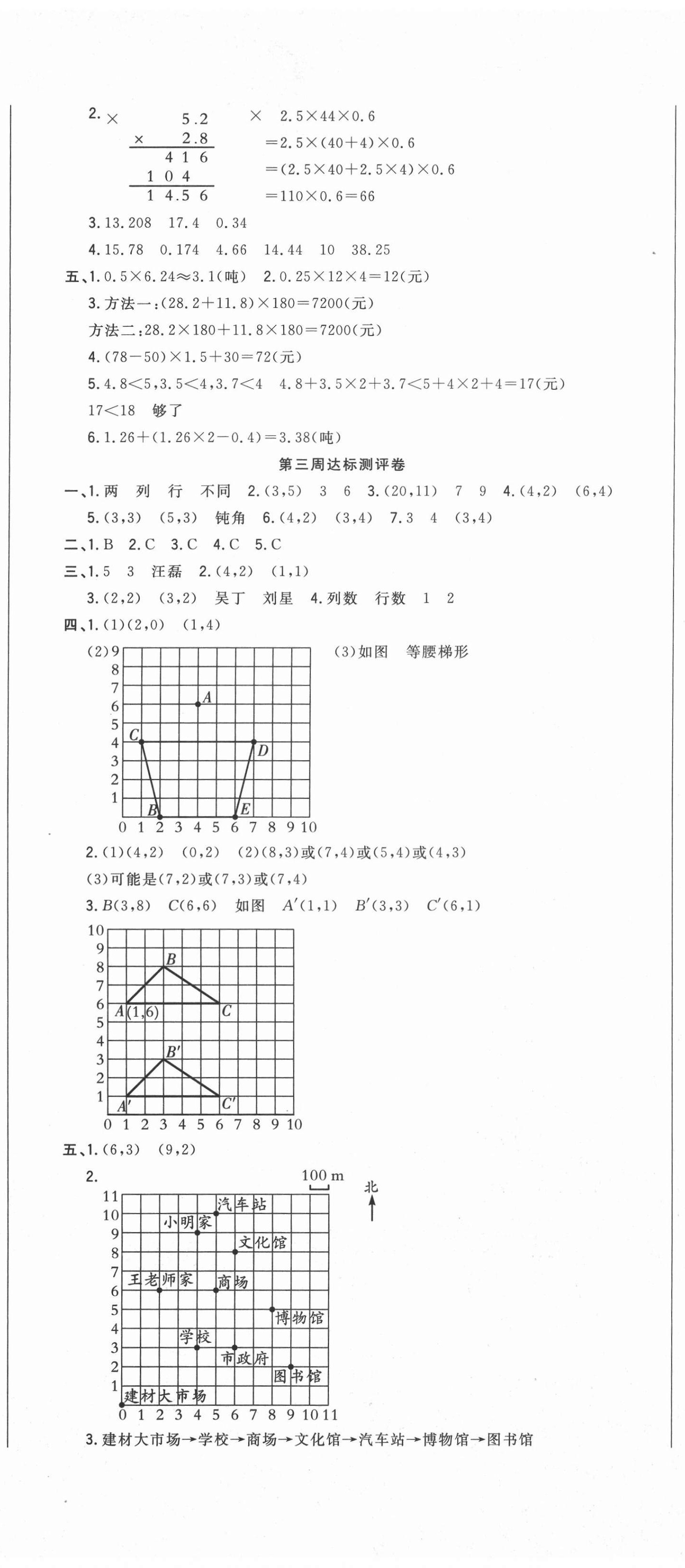 2020年狀元大考卷五年級數(shù)學(xué)上冊人教版 參考答案第2頁