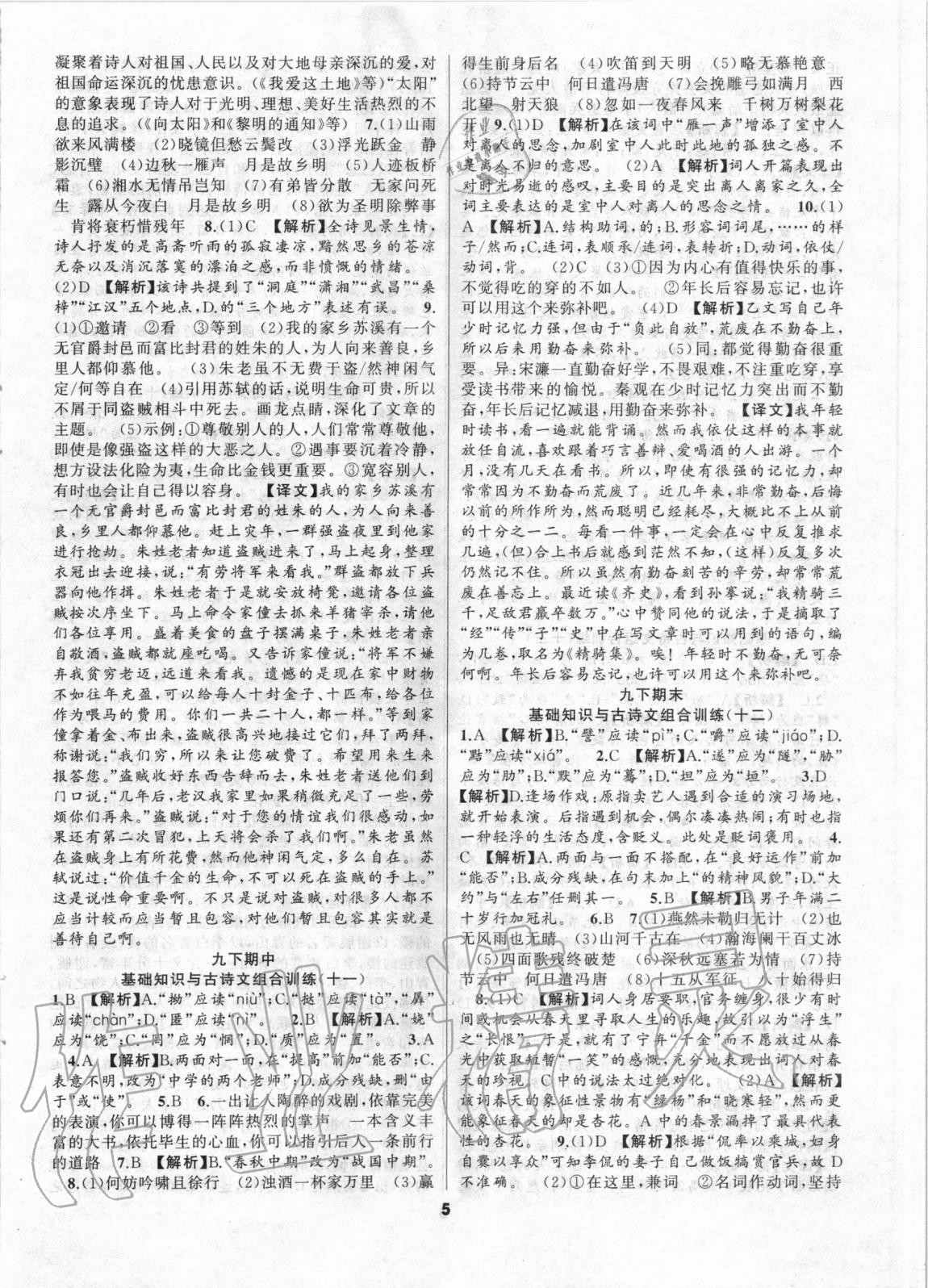 2020年金色花開基礎知識與古詩文語文中考 第5頁