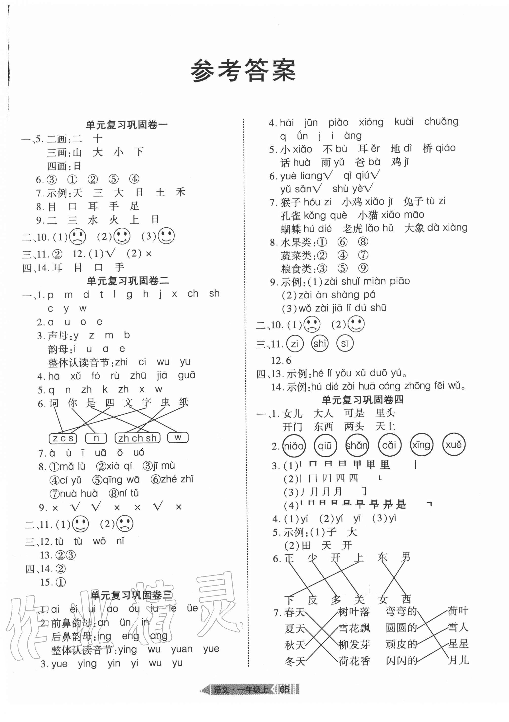 2020年全優(yōu)標(biāo)準(zhǔn)卷一年級(jí)語(yǔ)文上冊(cè)人教版 第1頁(yè)