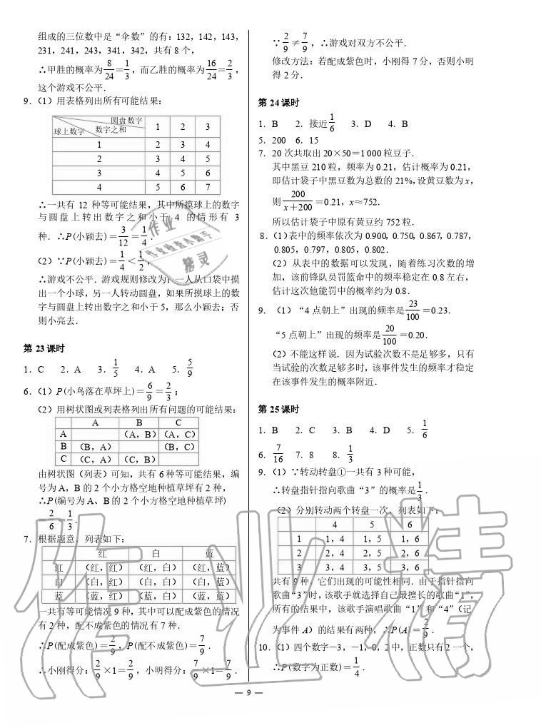 2020年優(yōu)藍(lán)數(shù)學(xué)A典演練九年級上冊北師大版 第9頁