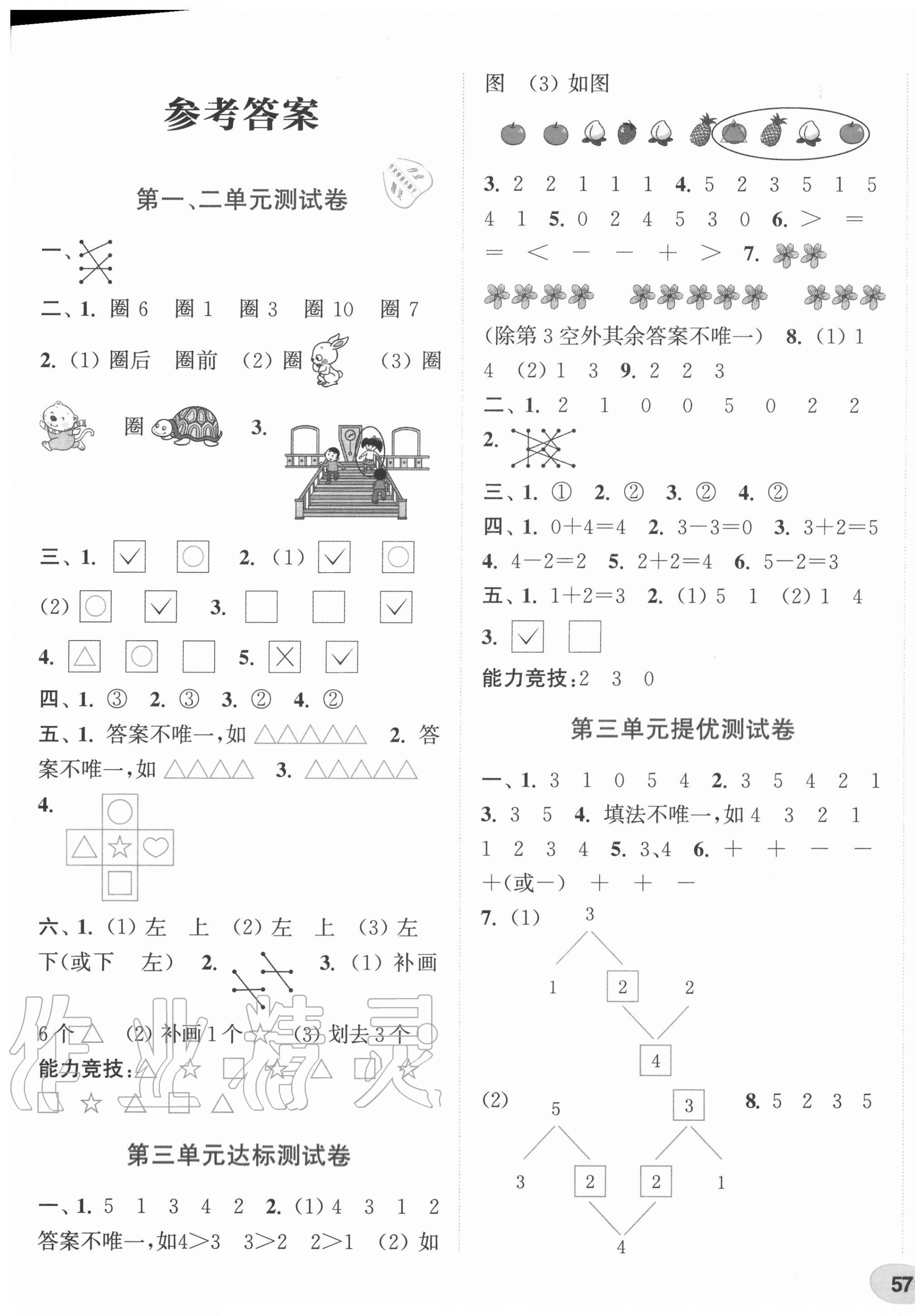 2020年通城學典卷典一年級數學上冊人教版 第1頁