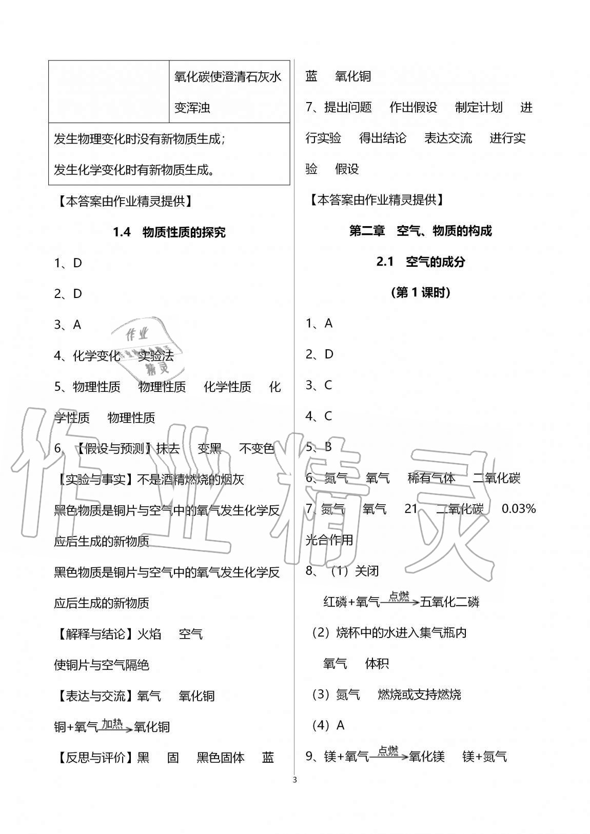 2020年學(xué)習(xí)之友九年級化學(xué)全一冊科粵版 參考答案第3頁