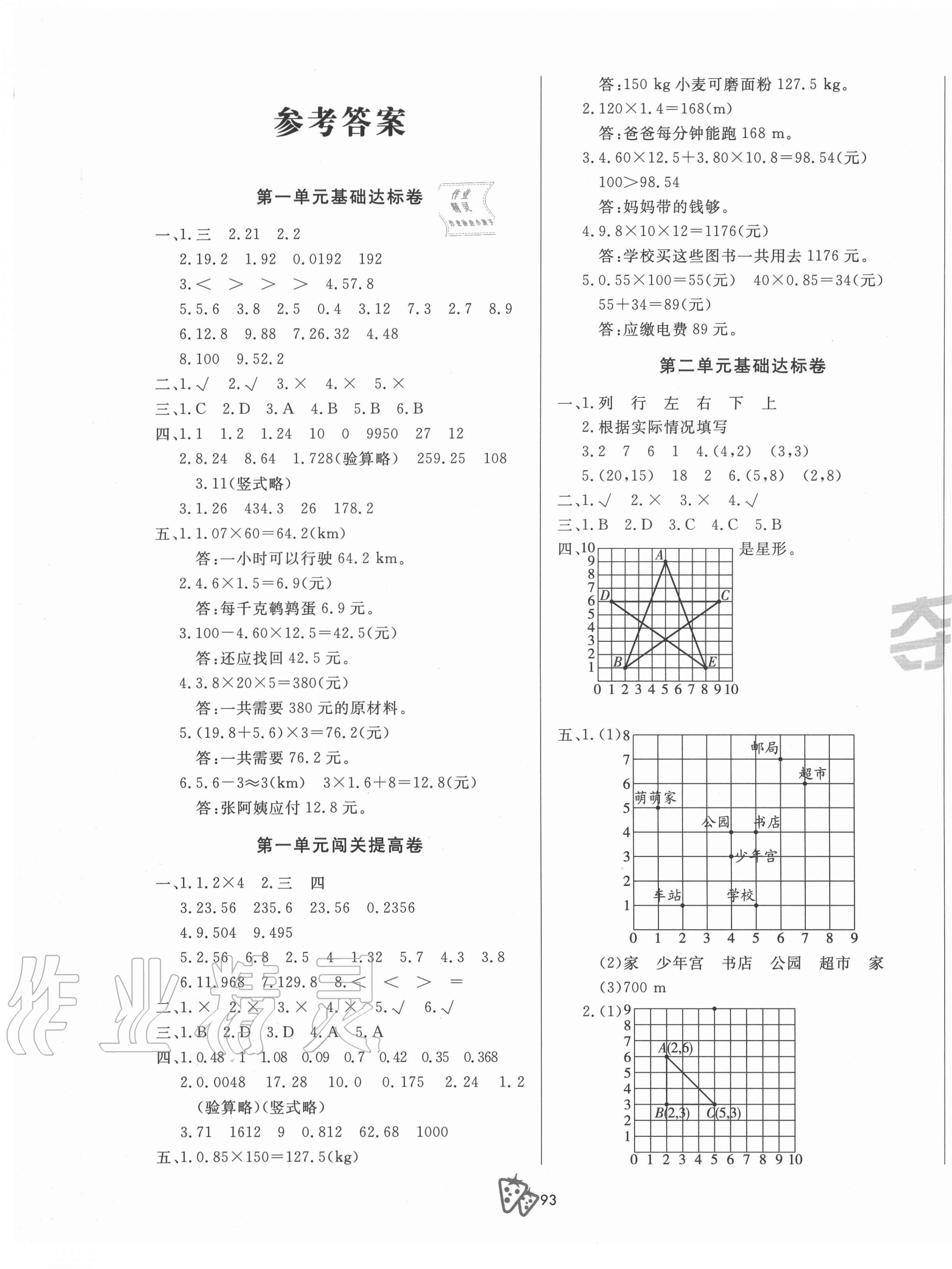 2020年奪冠沖刺100分五年級數學上冊人教版 第1頁