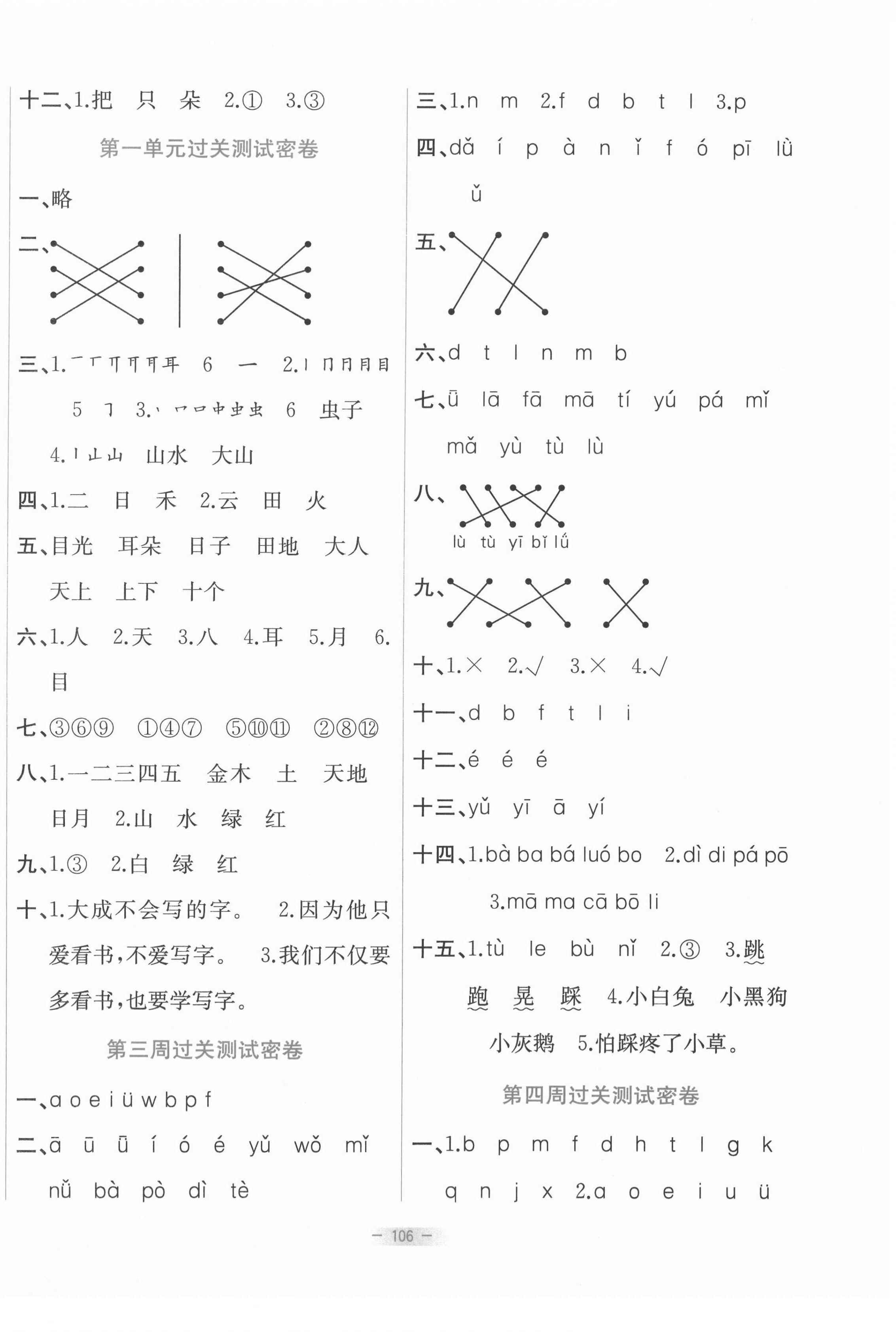 2020年金卷王名校大試卷一年級語文上冊部編版 參考答案第2頁