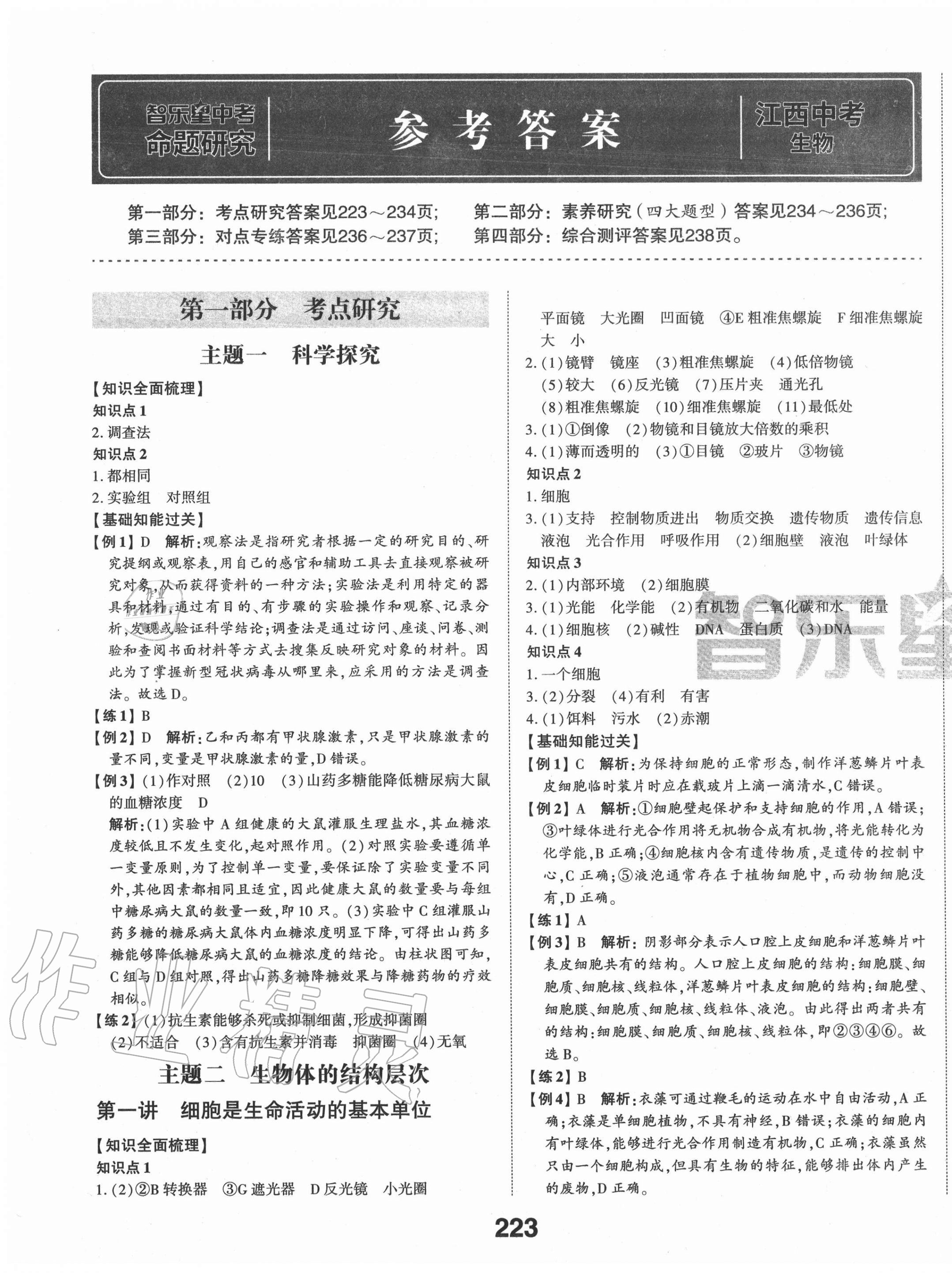 2021年智樂星中考命題研究江西生物 第1頁