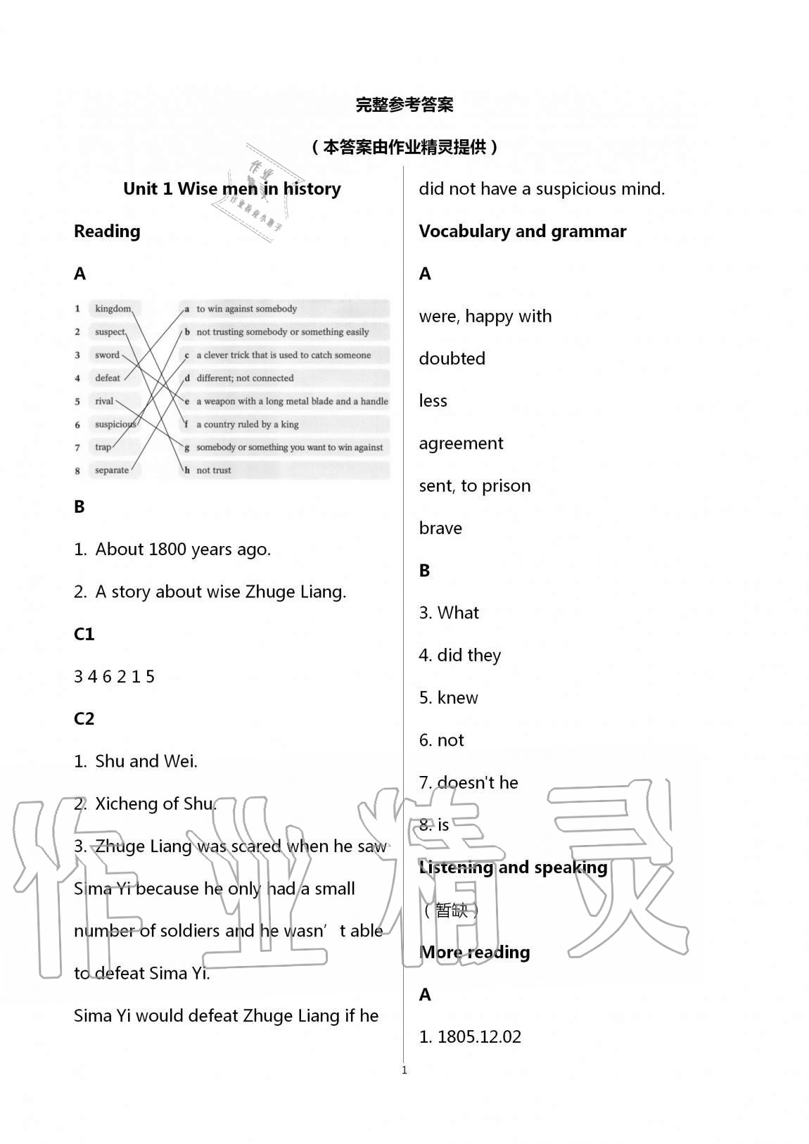 2020年英語(yǔ)練習(xí)冊(cè)上海教育出版社九年級(jí)上冊(cè)滬教版B 第1頁(yè)