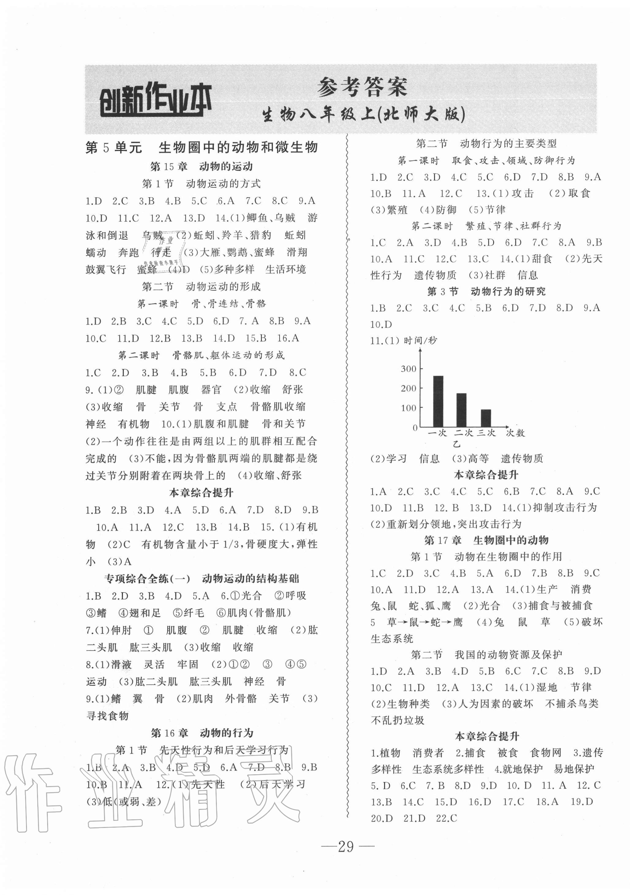 2020年創(chuàng)新課堂創(chuàng)新作業(yè)本八年級生物上冊北師大版 第1頁