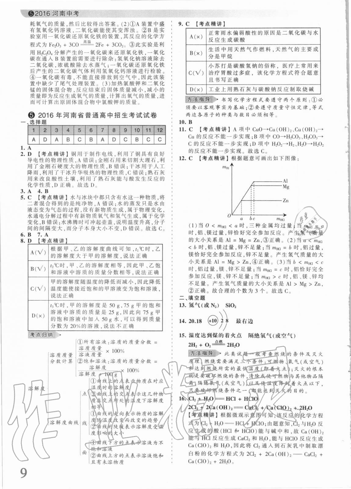 2021年王朝霞中考真題精編化學(xué)河南中考 參考答案第7頁