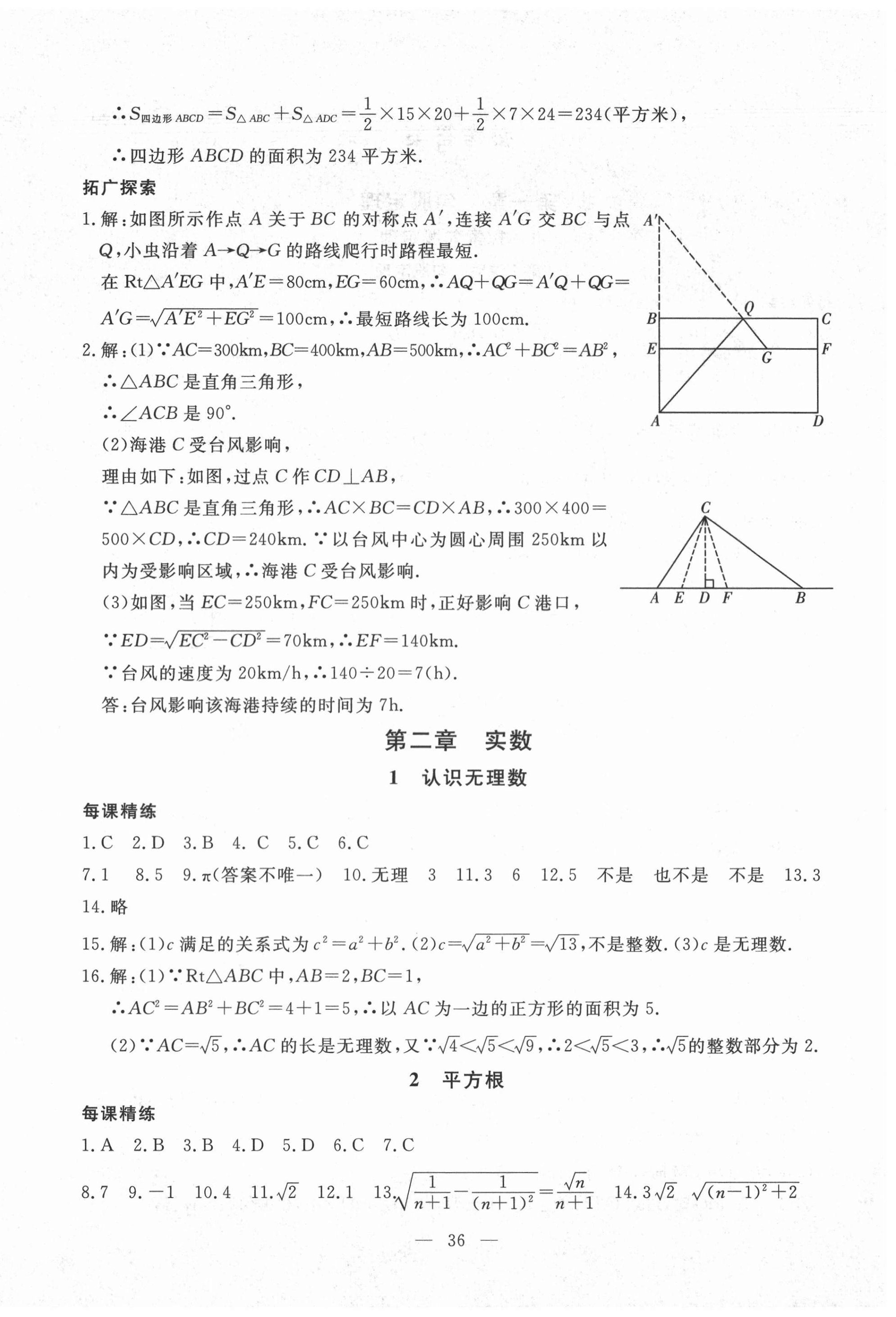 2020年一對一同步精練測評八年級數學上冊北師大版 參考答案第4頁