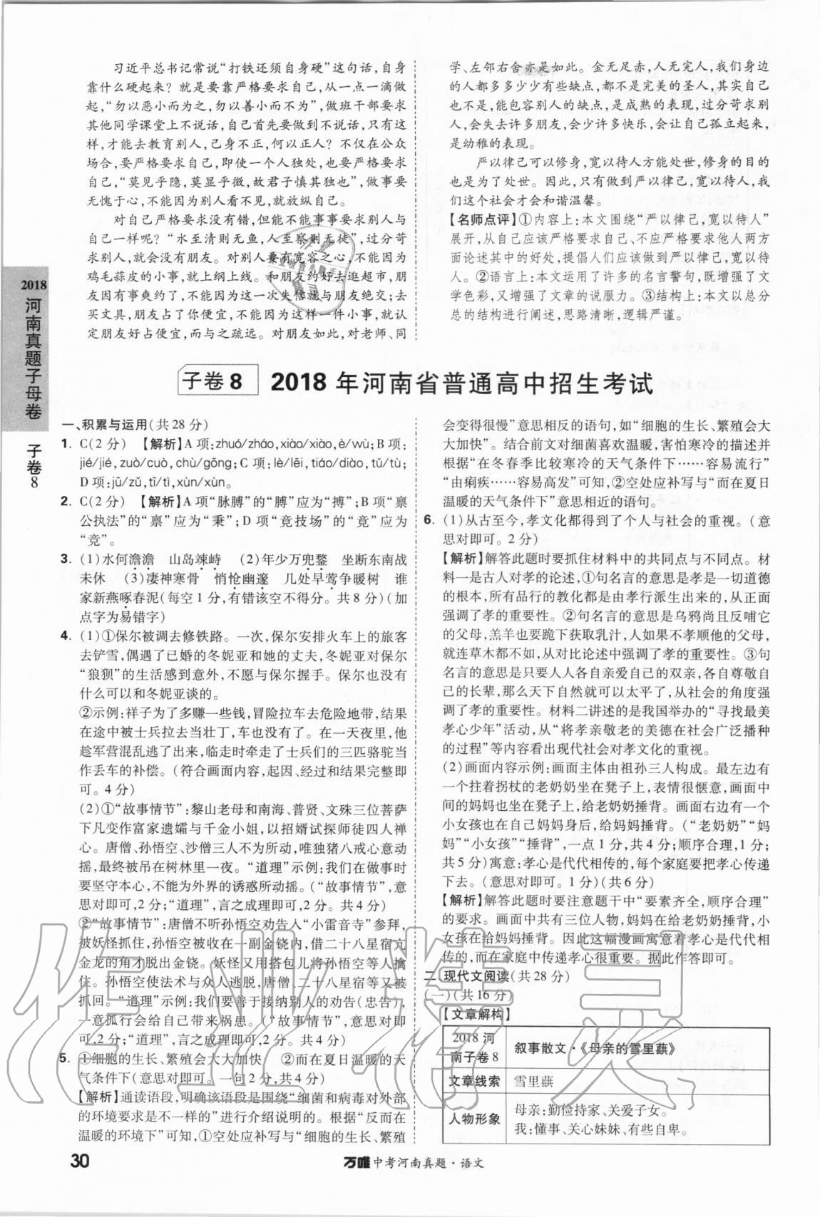2021年萬唯中考河南真題語文 第30頁