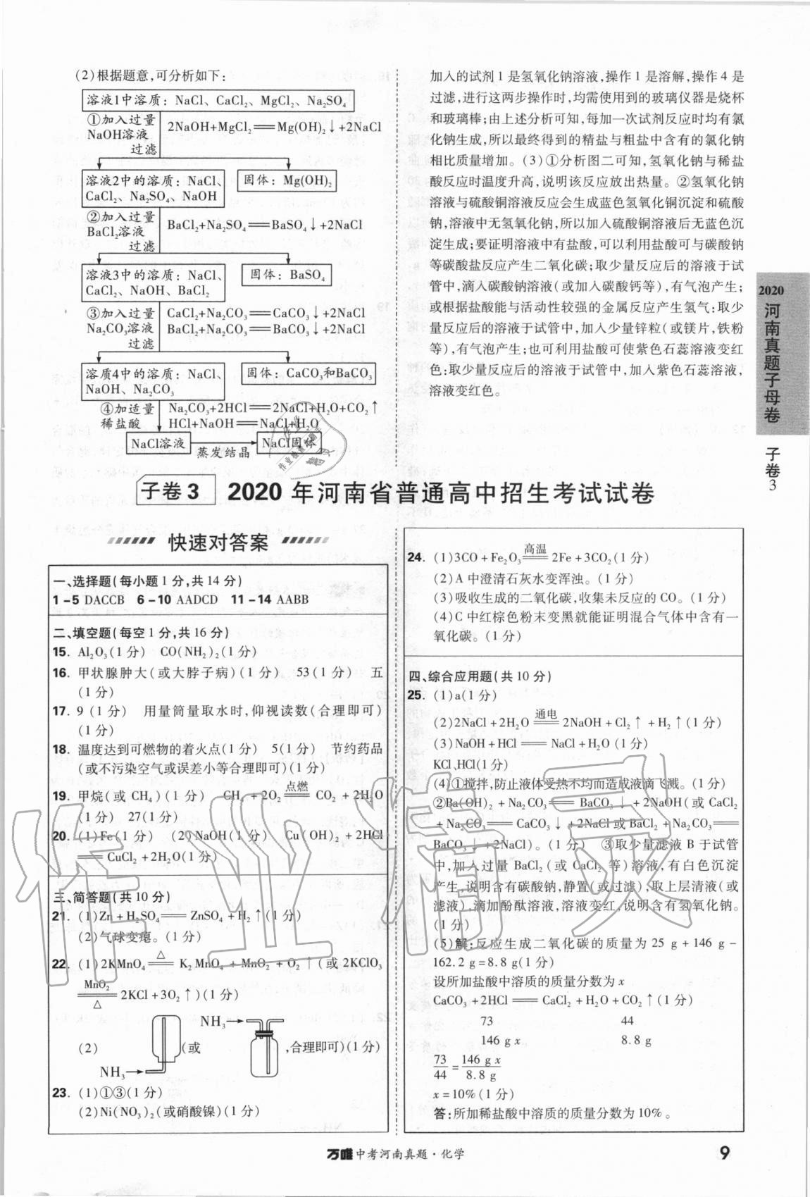 2021年萬唯中考河南真題化學(xué) 第9頁