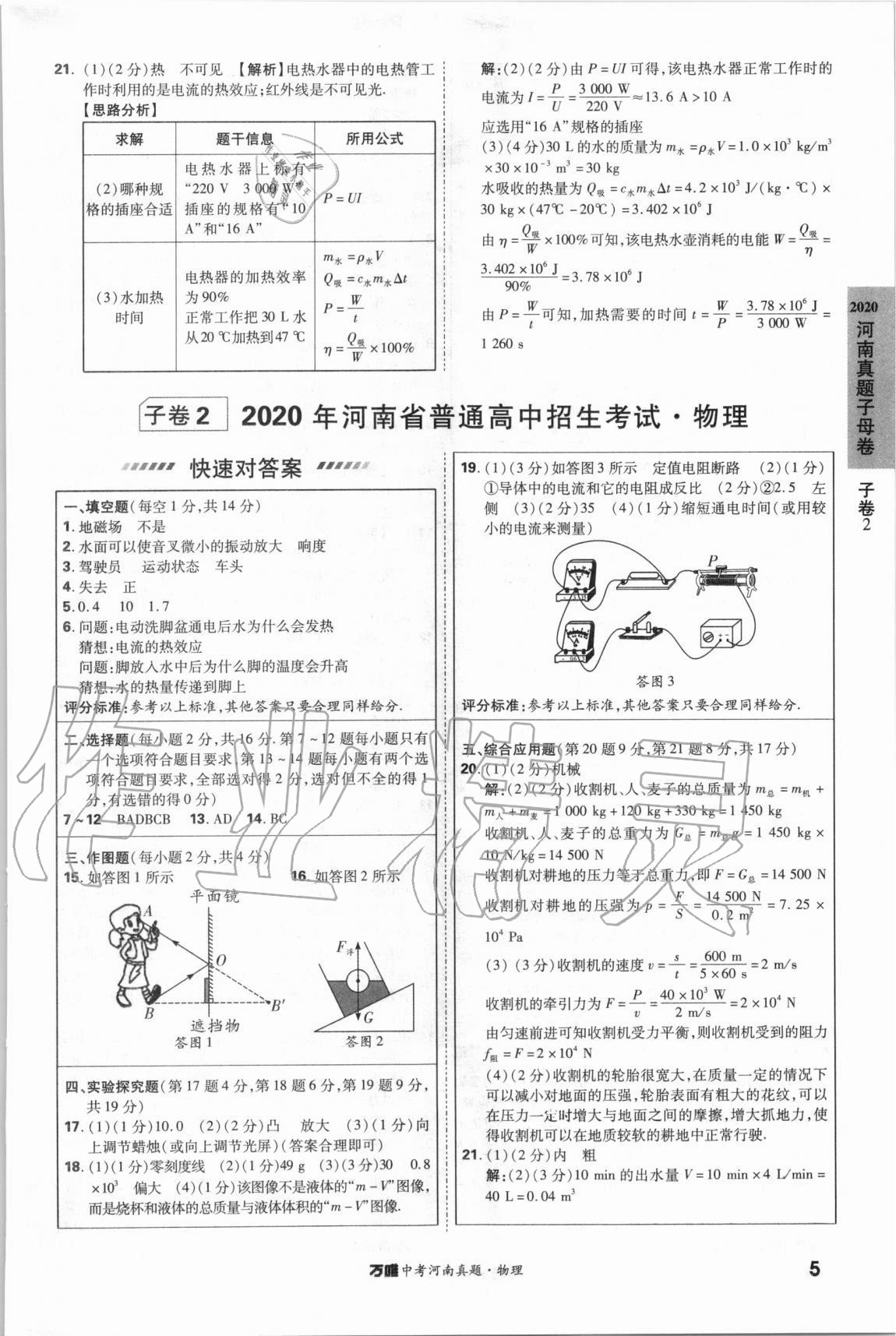 2021年萬唯中考河南真題物理 第5頁