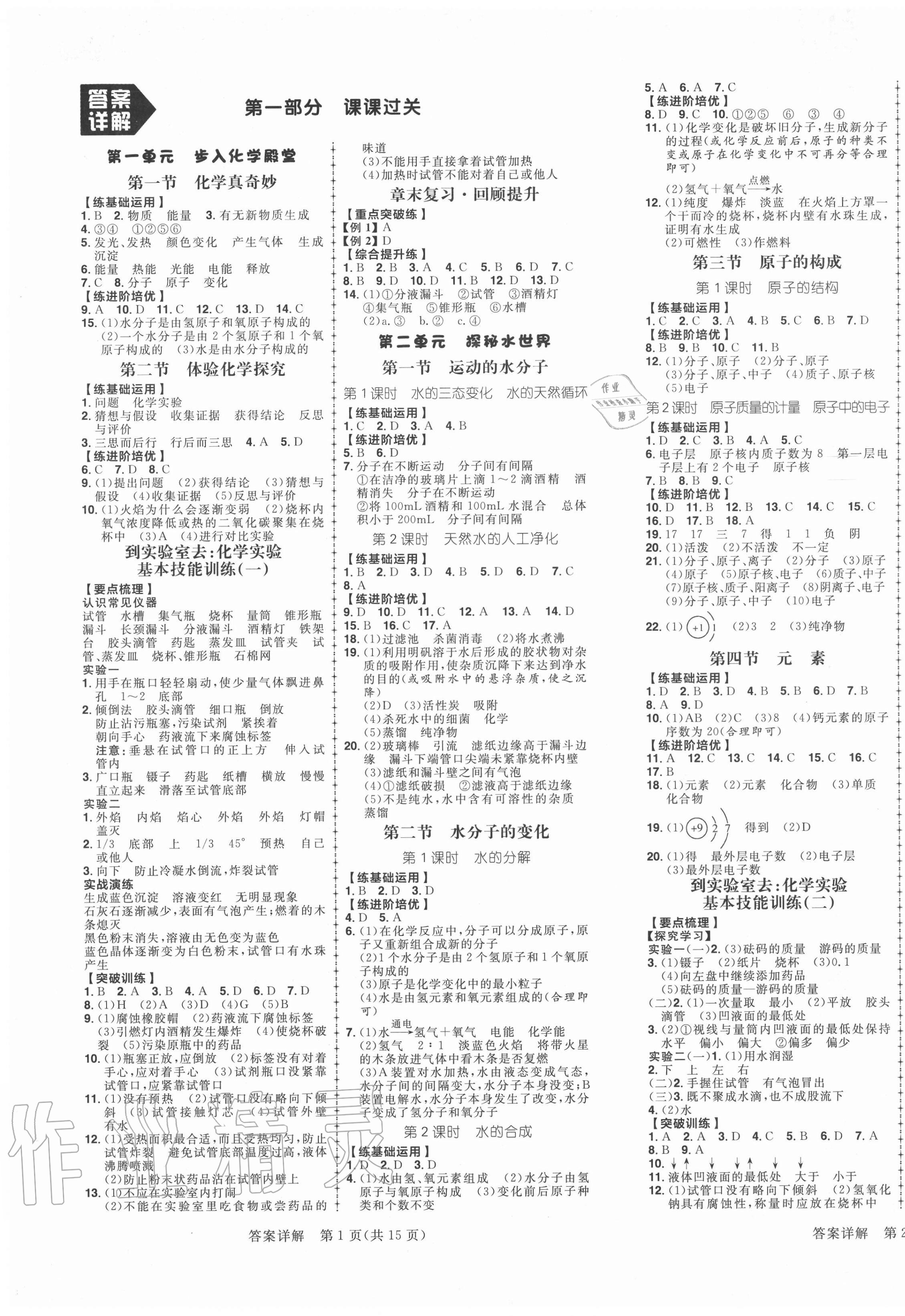 2020年練出好成績九年級化學全一冊人教版青島專版 第1頁