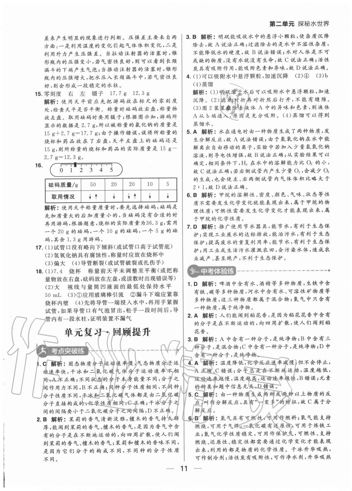 2020年練出好成績八年級化學(xué)全一冊魯教版54制 參考答案第11頁