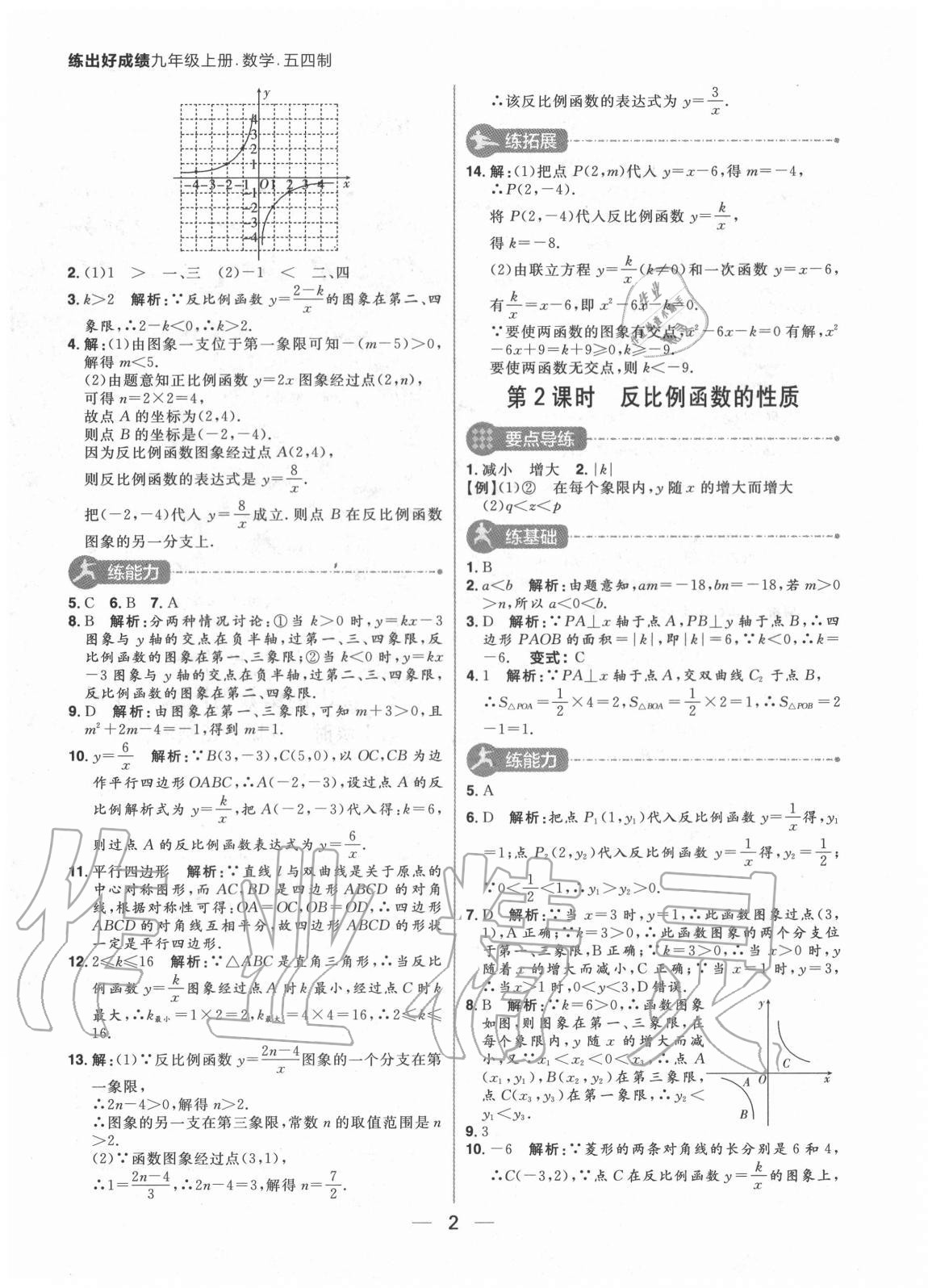 2020年練出好成績九年級數(shù)學上冊魯教版54制 參考答案第2頁