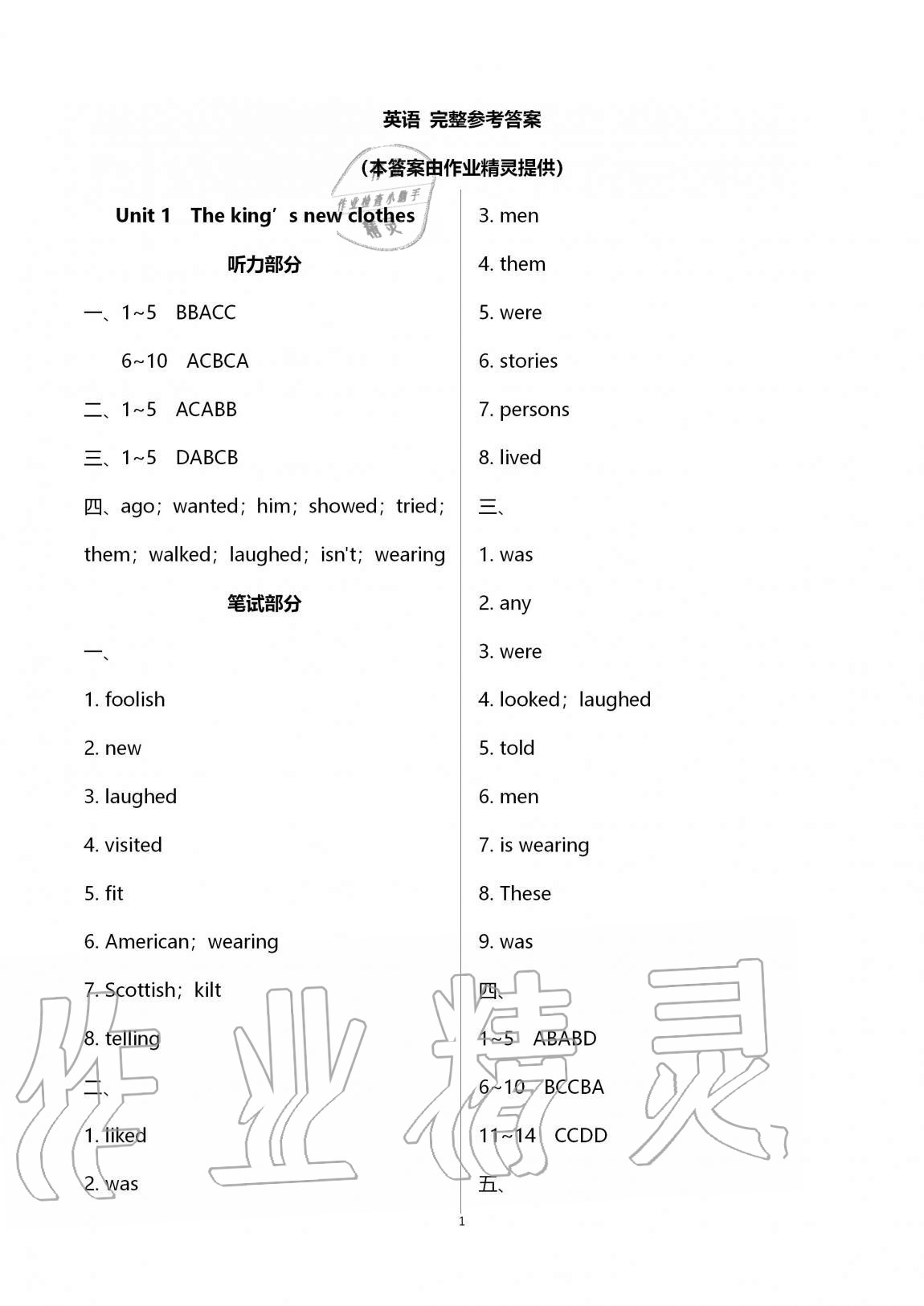 2020年自主學習與測評單元活頁卷六年級英語上冊譯林版 第1頁