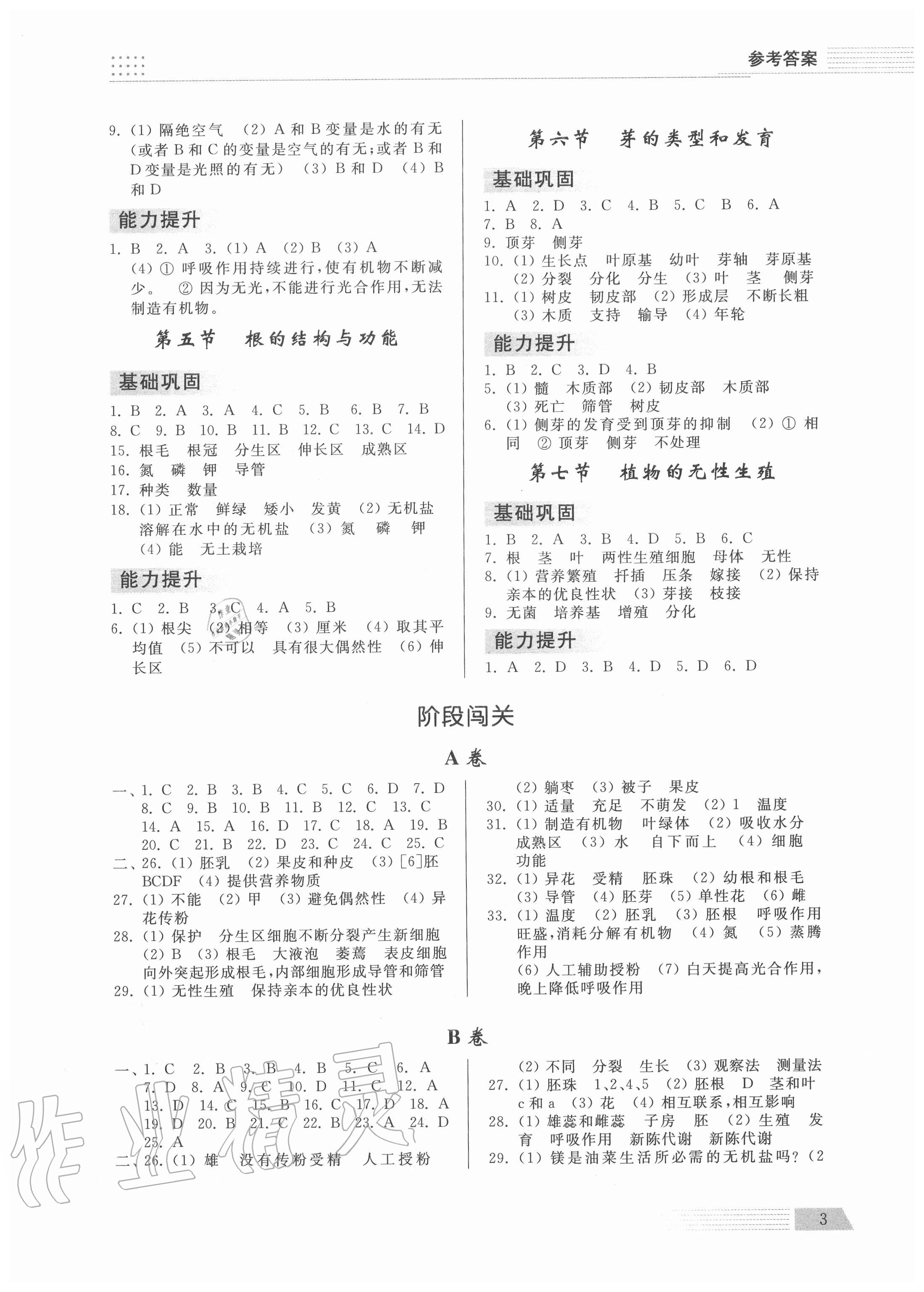 2020年導(dǎo)學(xué)與檢測(cè)八年級(jí)生物學(xué)上冊(cè)濟(jì)南版 參考答案第2頁