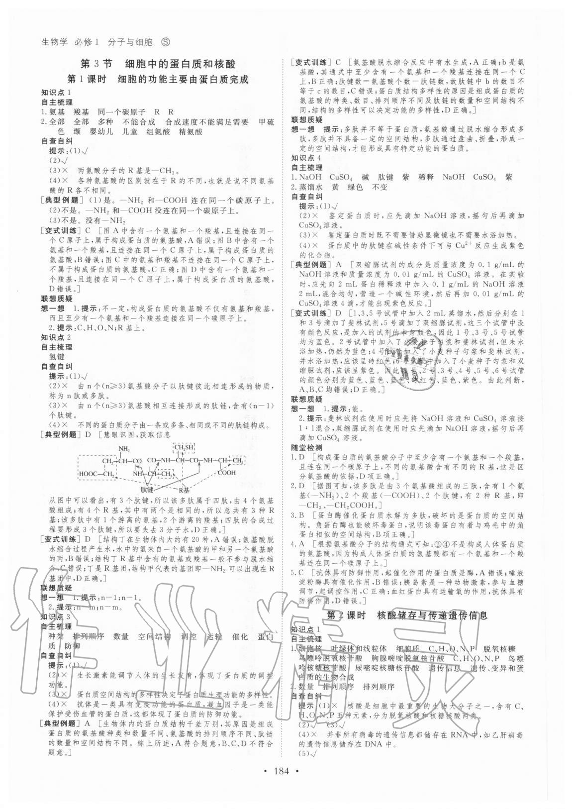 2020年創(chuàng)新設(shè)計高中生物必修1分子與細胞蘇教版 參考答案第3頁