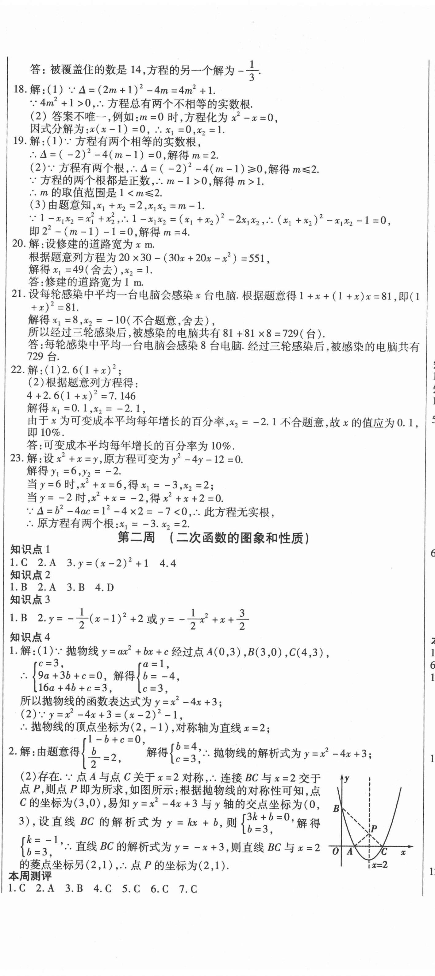 2020年天天向上周周測100九年級數(shù)學(xué)上冊人教版 第2頁