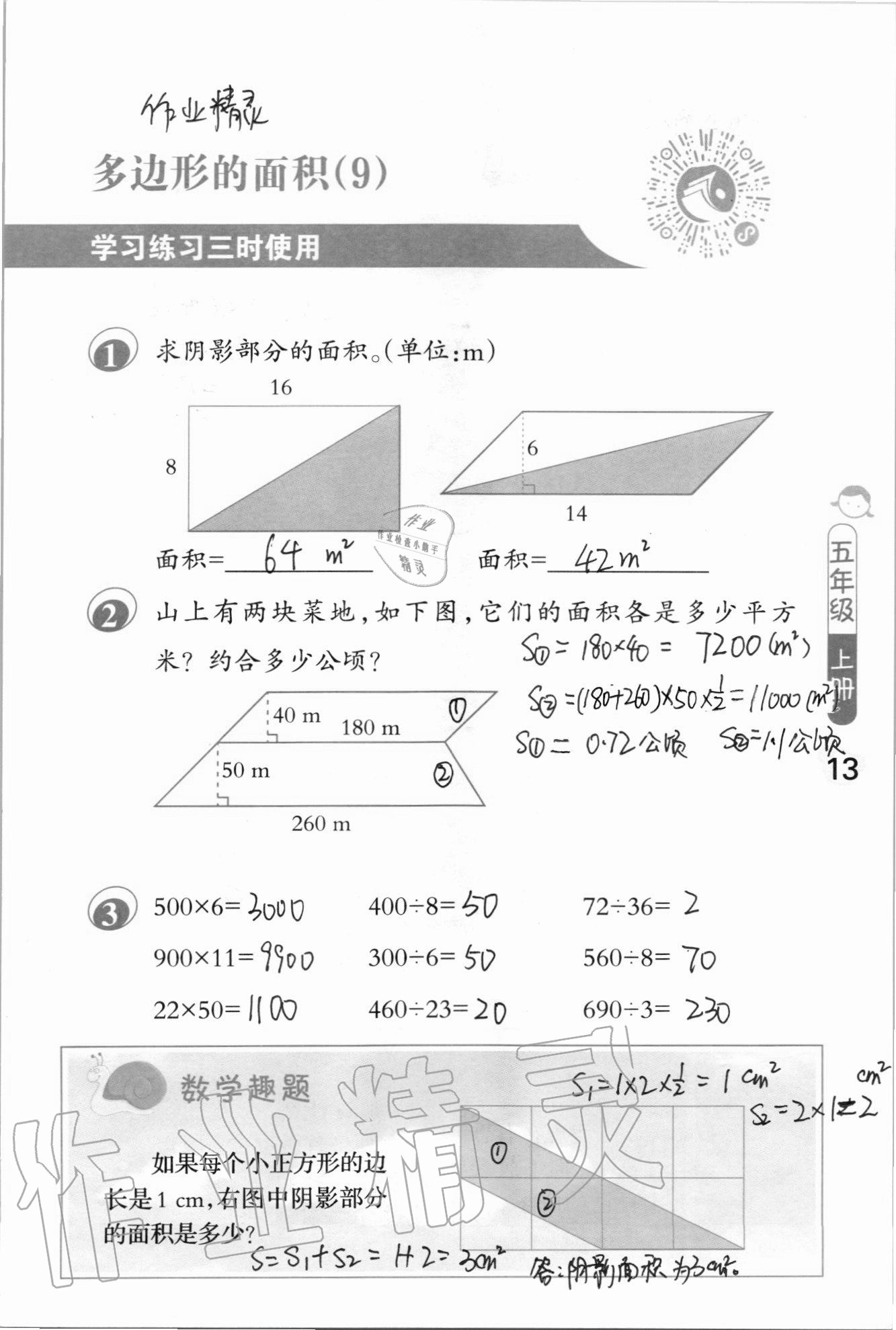 2020年口算筆算妙算天天練五年級上冊蘇教版 參考答案第13頁