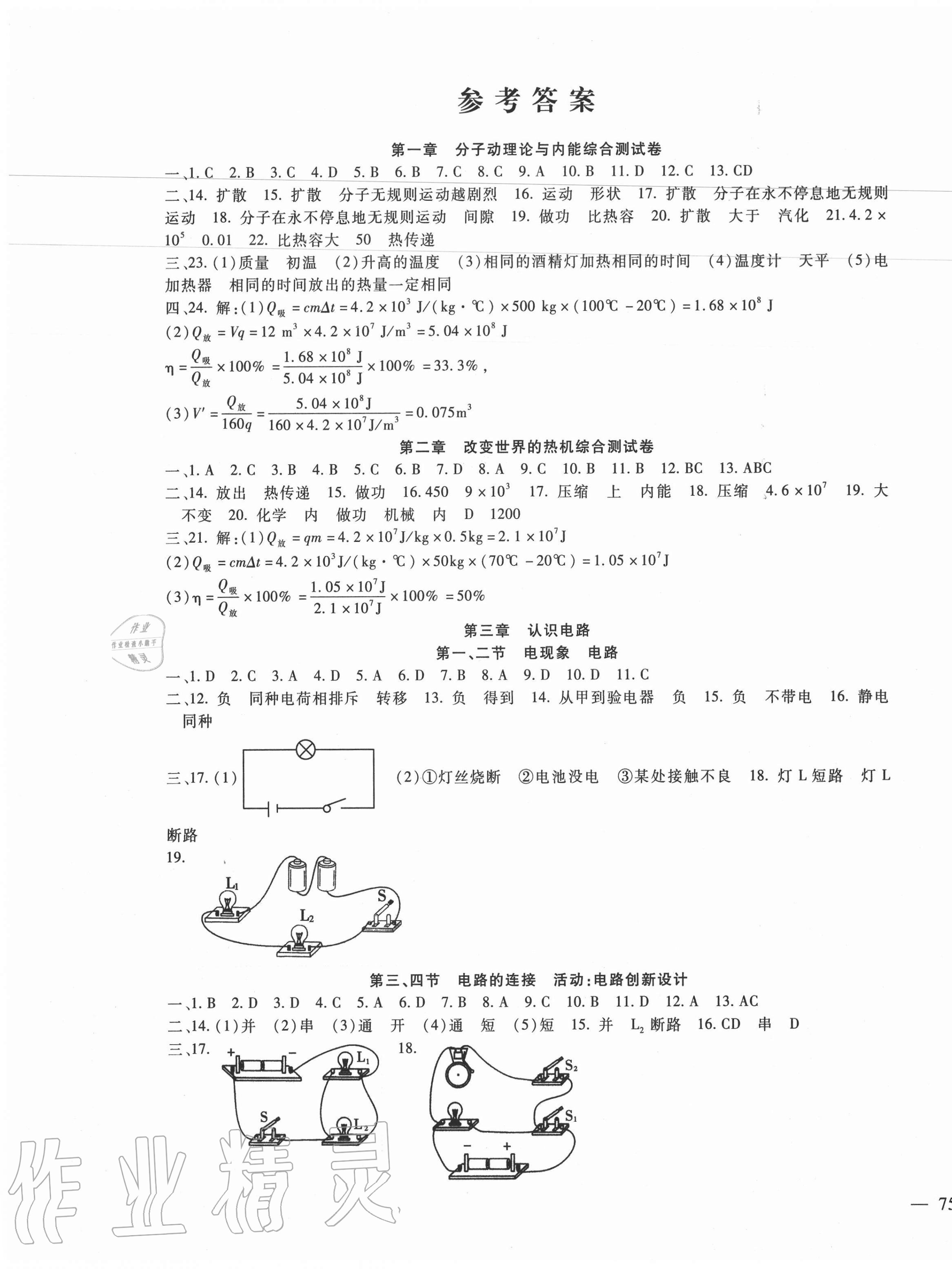 2020年华夏一卷通九年级物理全一册教科版 第1页