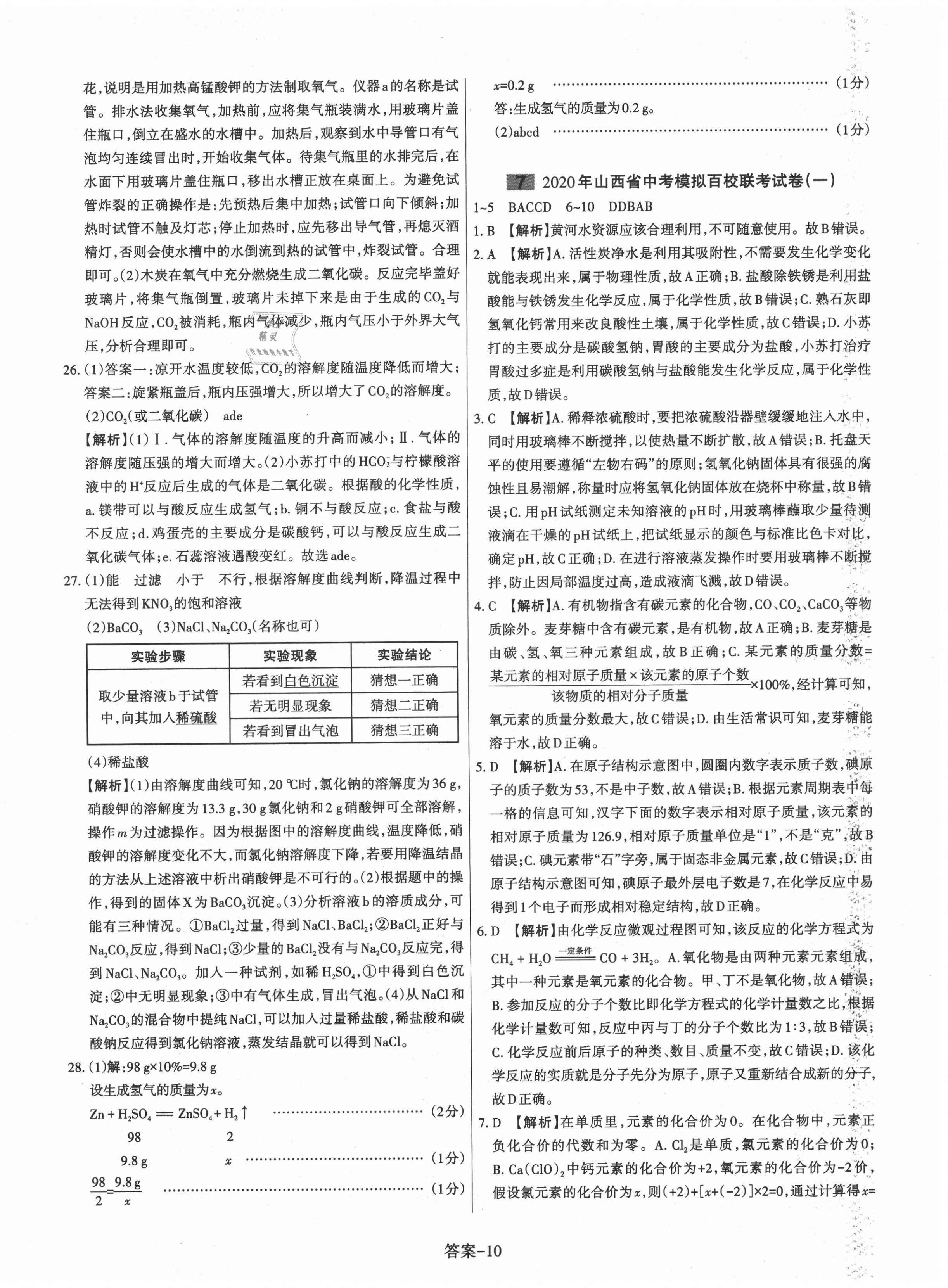 2021年山西中考權(quán)威試卷匯編化學(xué) 第10頁