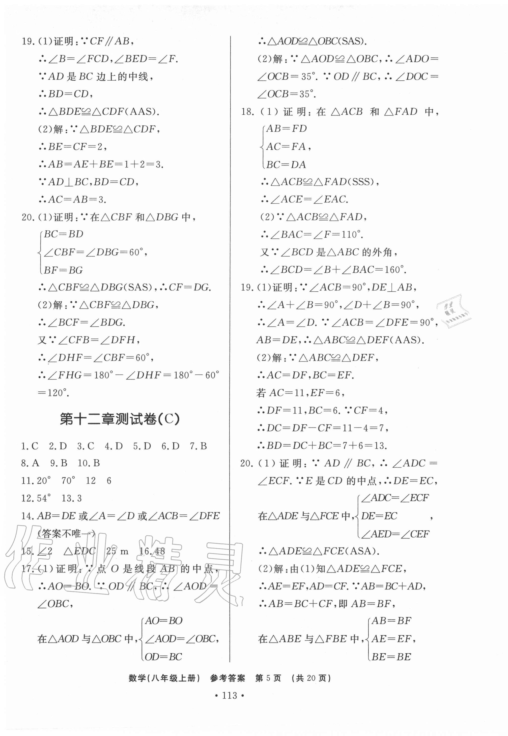 2020年初中知識(shí)與能力測(cè)試卷八年級(jí)數(shù)學(xué)上冊(cè)人教版嘉祥專用 第5頁(yè)