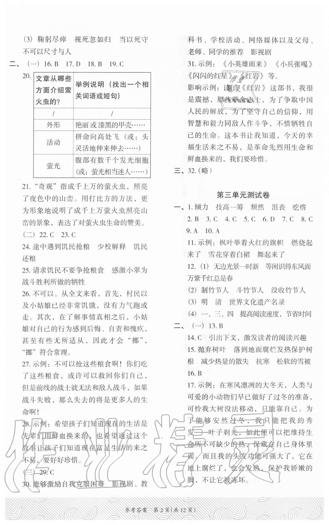 2020年木頭馬優(yōu)卷六年級語文上冊部編版福建專版 第2頁