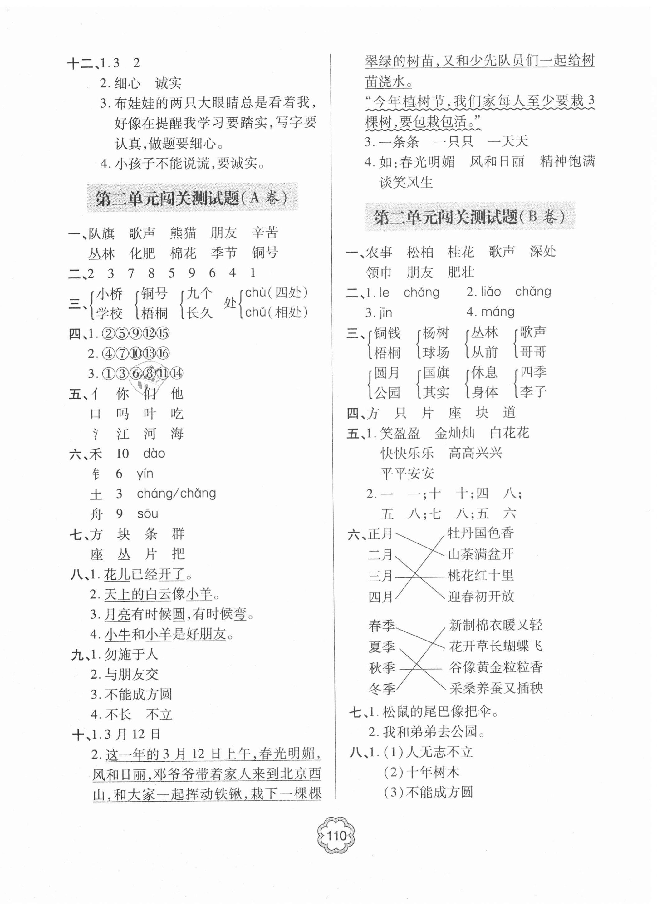 2020年金博士闖關(guān)密卷100分二年級(jí)語文上學(xué)期人教版青島專版 第2頁