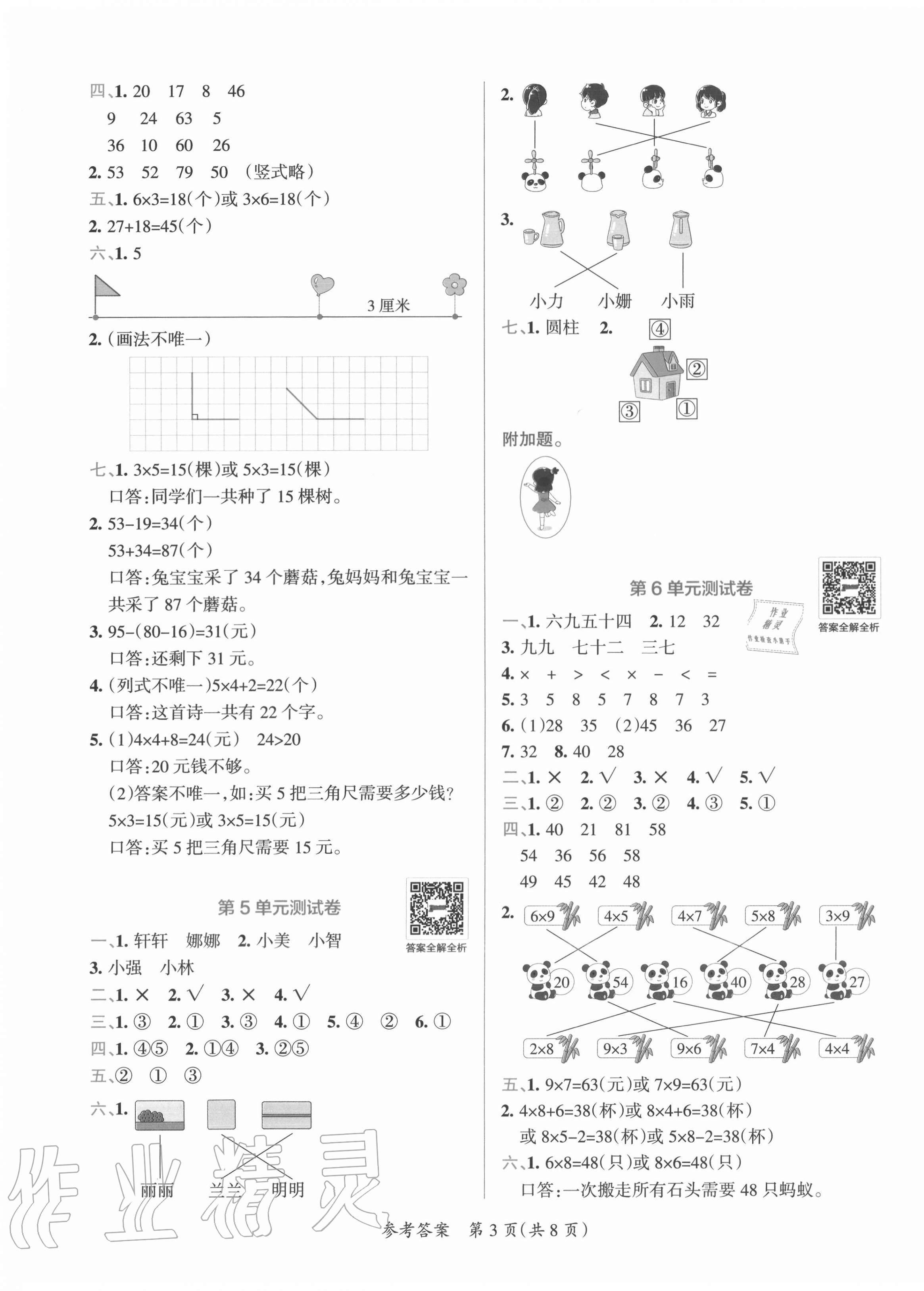 2020年小學學霸單元期末標準卷二年級數學上冊人教版 第3頁