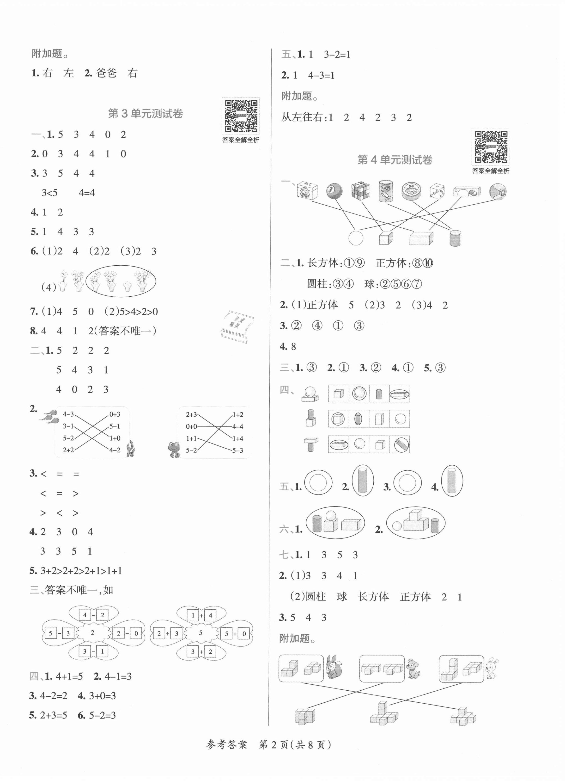 2020年小學(xué)學(xué)霸單元期末標(biāo)準(zhǔn)卷一年級(jí)數(shù)學(xué)上冊(cè)人教版 第2頁(yè)