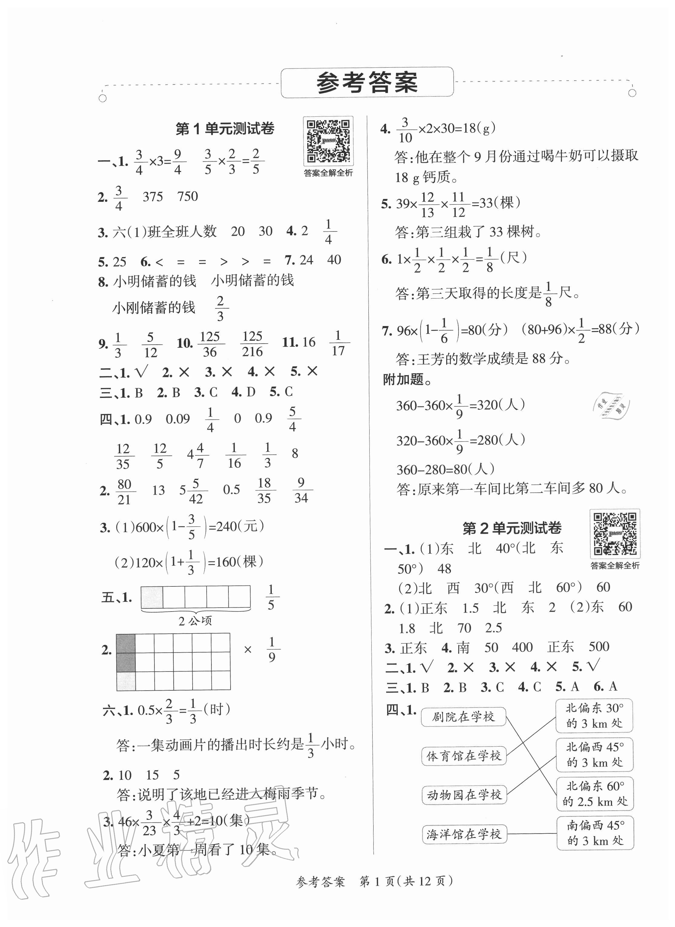 2020年小學(xué)學(xué)霸單元期末標(biāo)準(zhǔn)卷六年級(jí)數(shù)學(xué)上冊(cè)人教版 第1頁(yè)