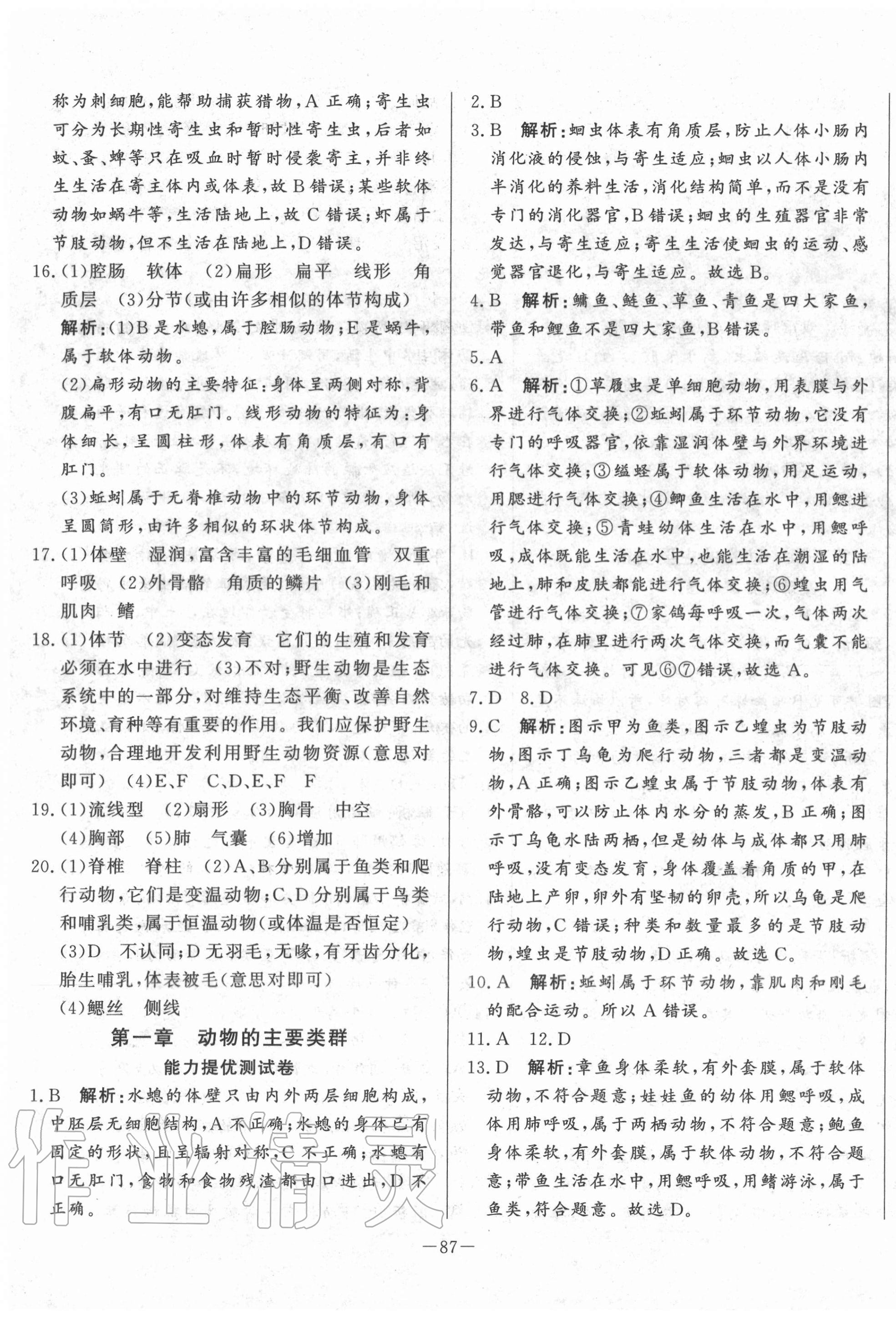 2020年初中單元提優(yōu)測試卷八年級生物學(xué)上冊魯科版54制 第3頁