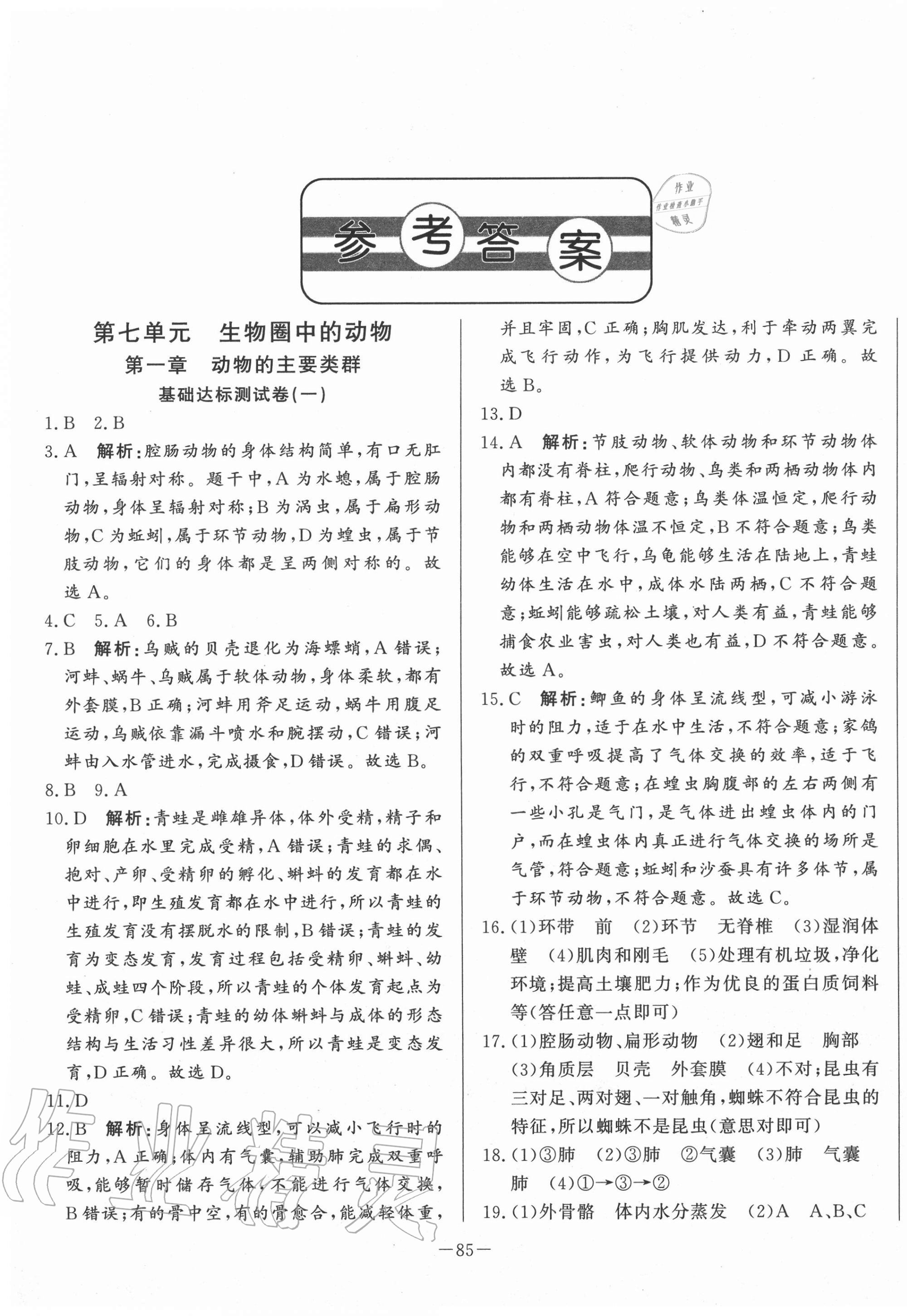 2020年初中單元提優(yōu)測試卷八年級生物學上冊魯科版54制 第1頁