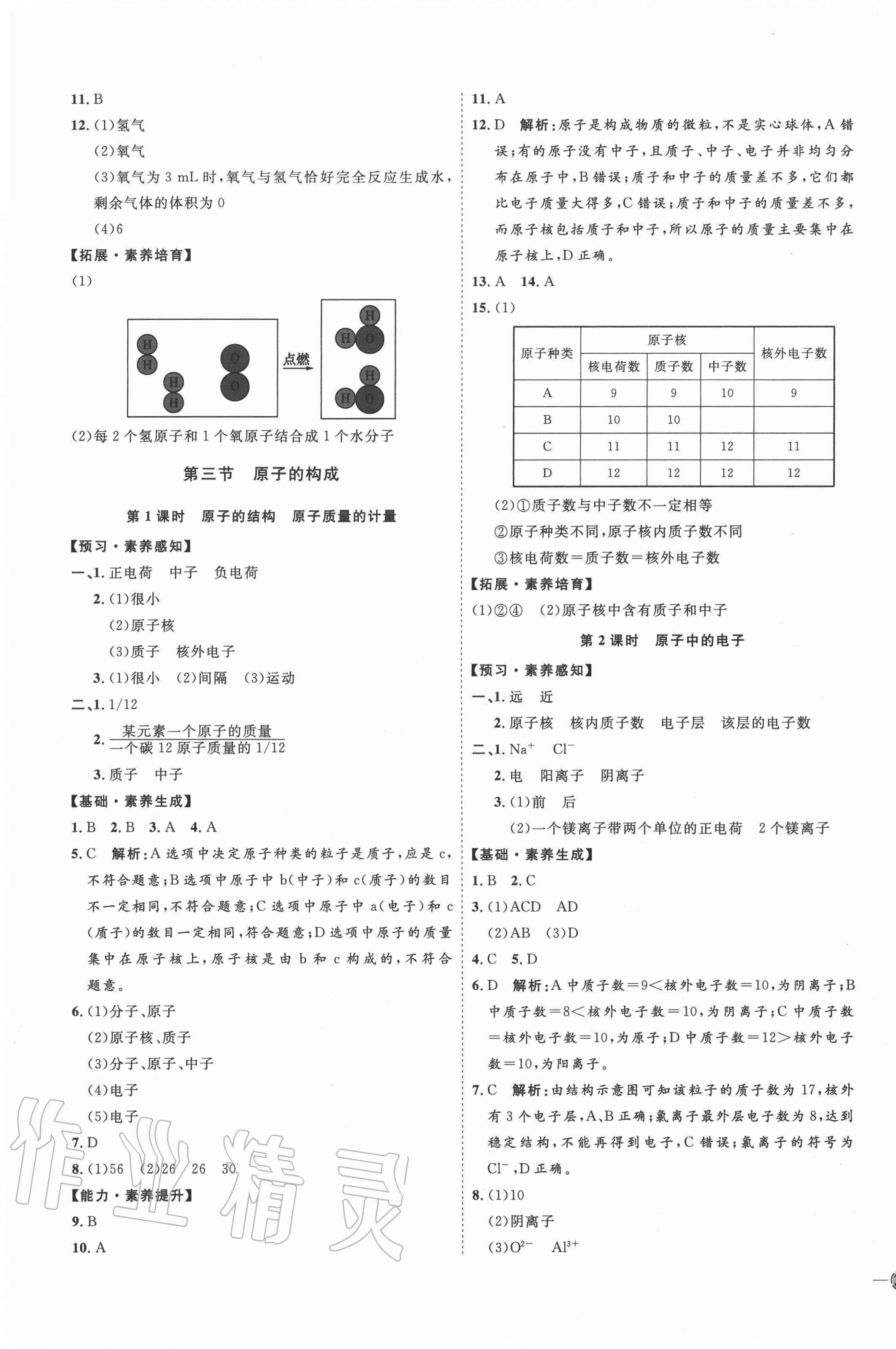 2020年优加学案课时通九年级化学上册鲁教版D版 参考答案第5页