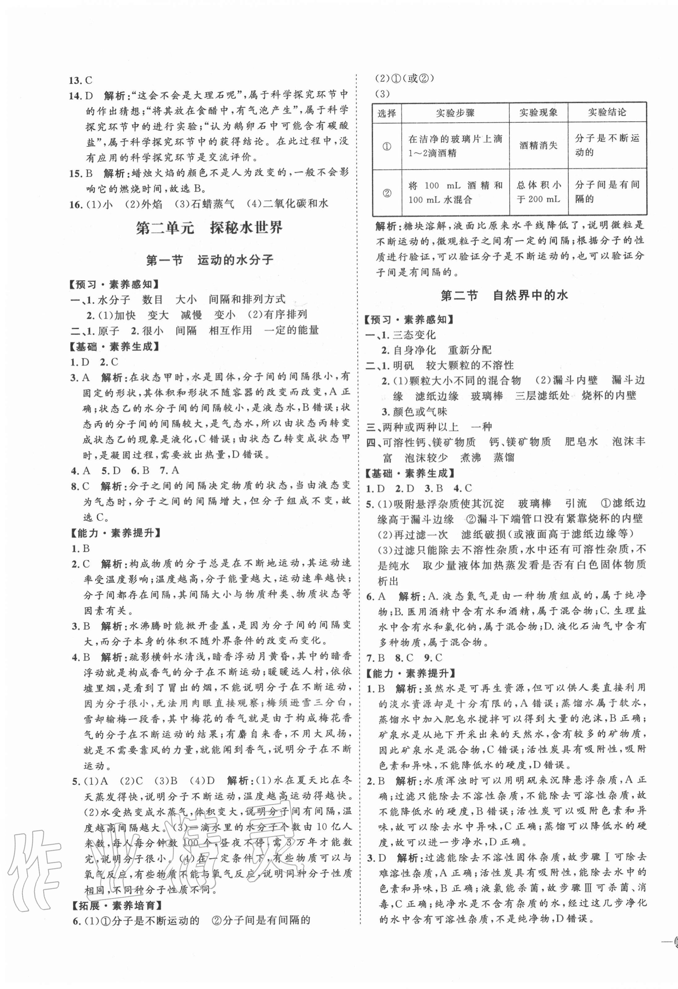 2020年優(yōu)加學(xué)案課時通八年級化學(xué)全一冊魯教版54制 參考答案第3頁