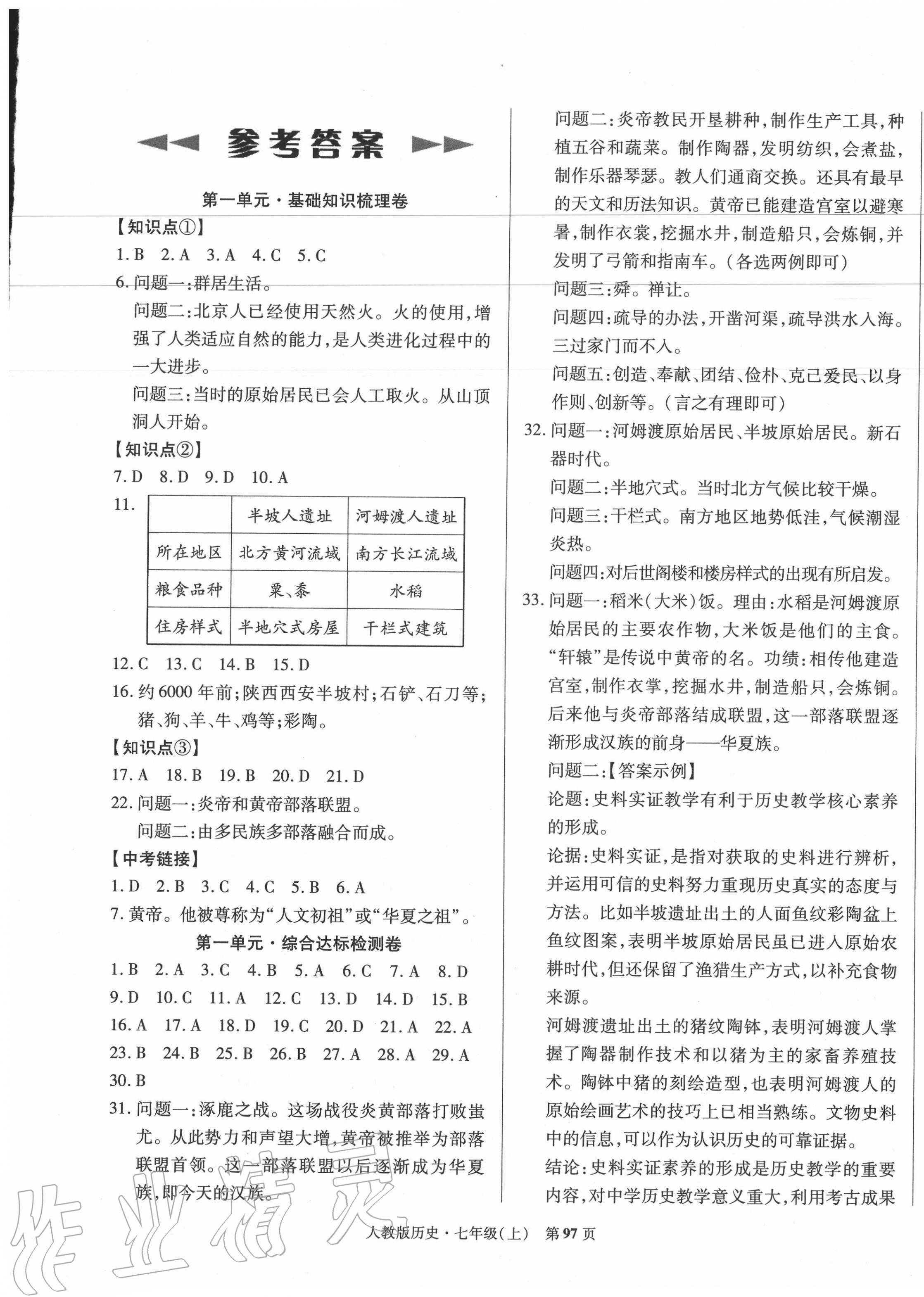 2020年課標(biāo)新卷七年級歷史上冊人教版深圳專版 第1頁