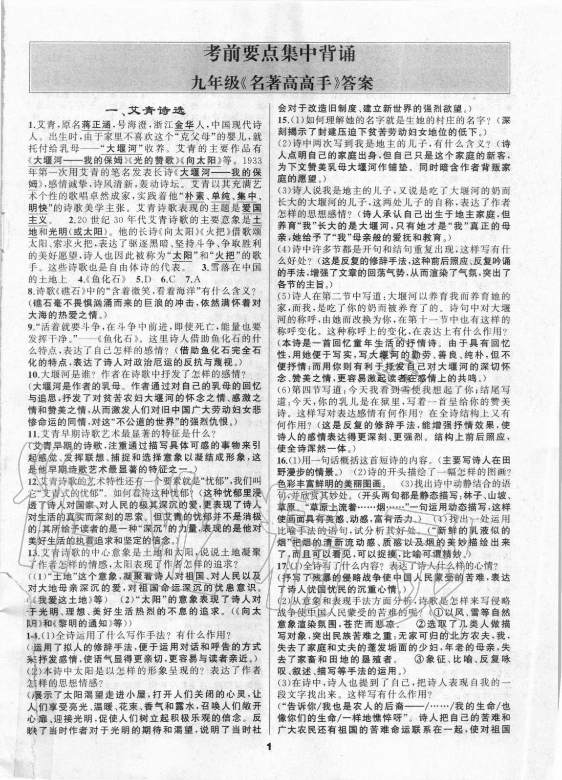 2020年名著高高手九年級中考 第1頁