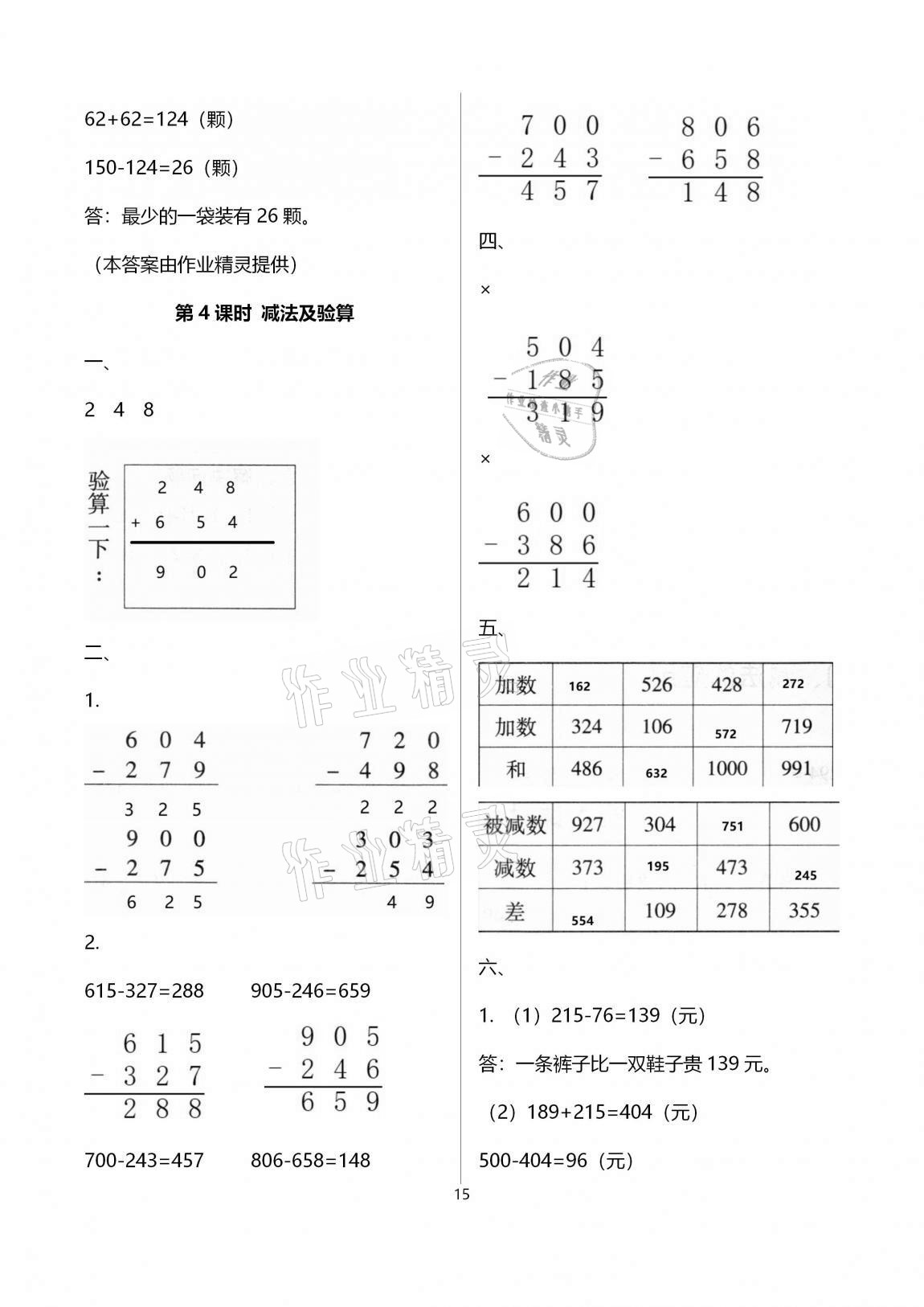 2020年名校核心作業本練習加檢測三年級數學上冊人教版 第15頁