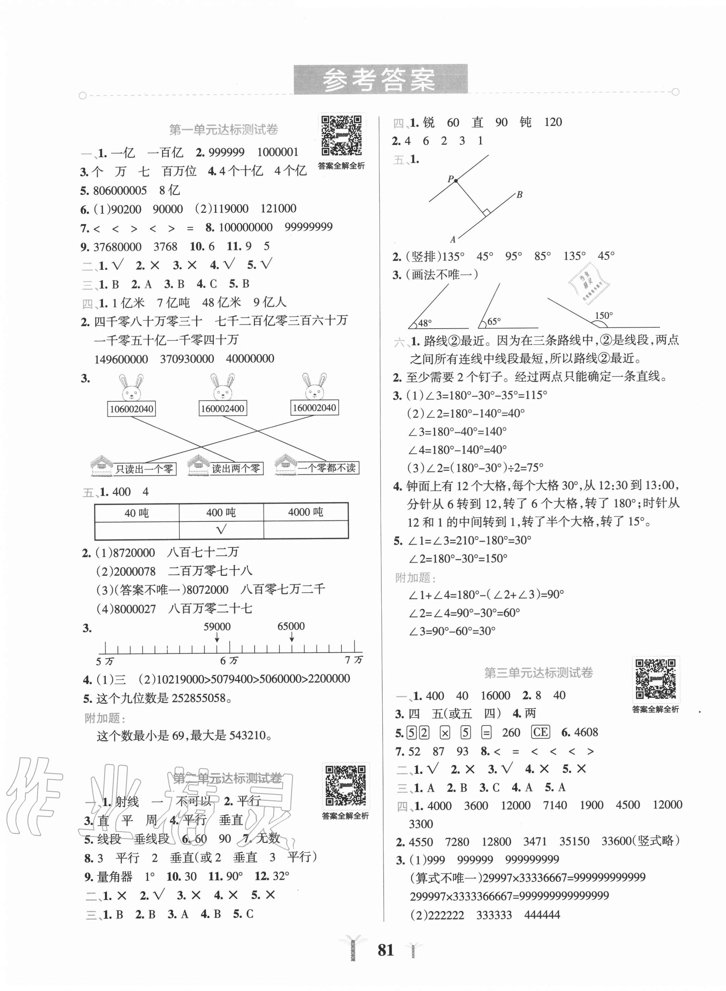 2020年小学学霸冲A卷四年级数学上册北师大版 第1页